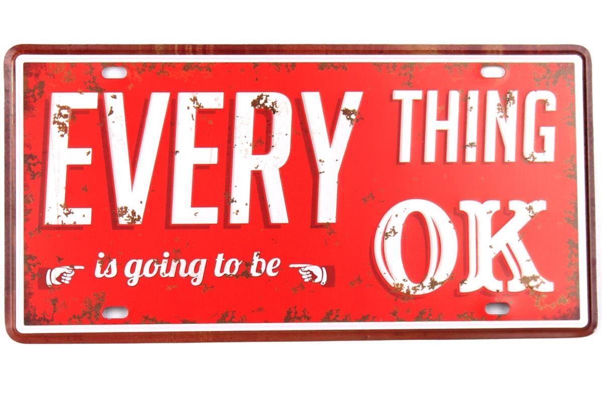 Duvar Süsü Dekor Retro Metal Tabela ''All Okay'' 30x15 CM