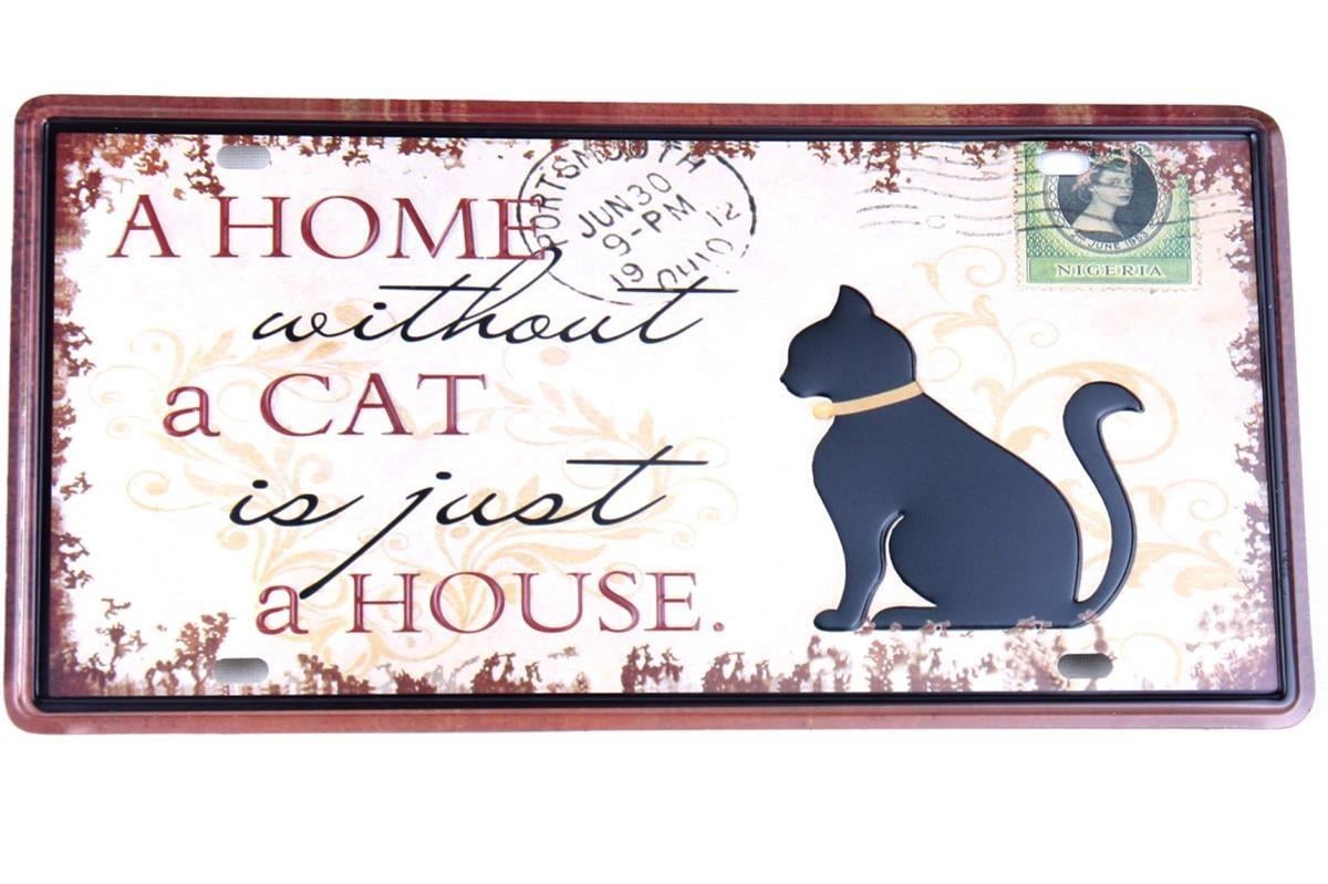 Duvar Süsü Dekor Retro Metal Tabela ''Cat'' 30x15 CM