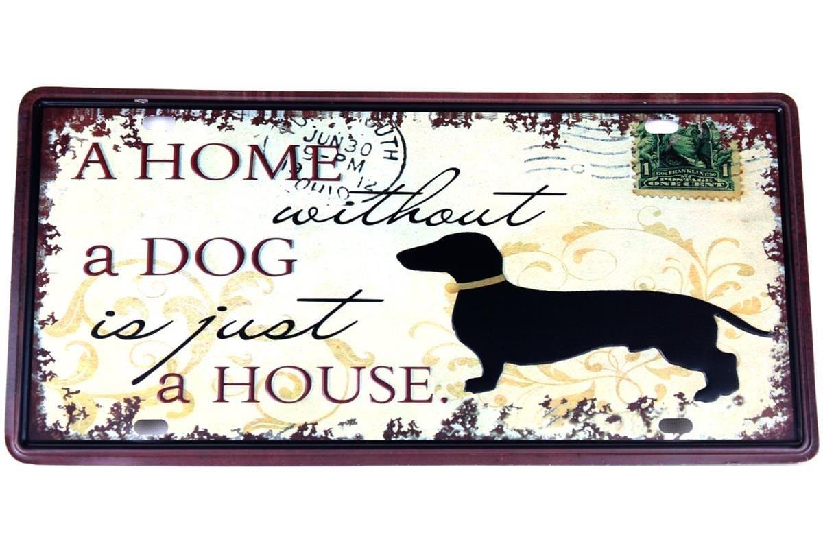 Duvar Süsü Dekor Retro Metal Tabela ''Dog'' 30x15 CM