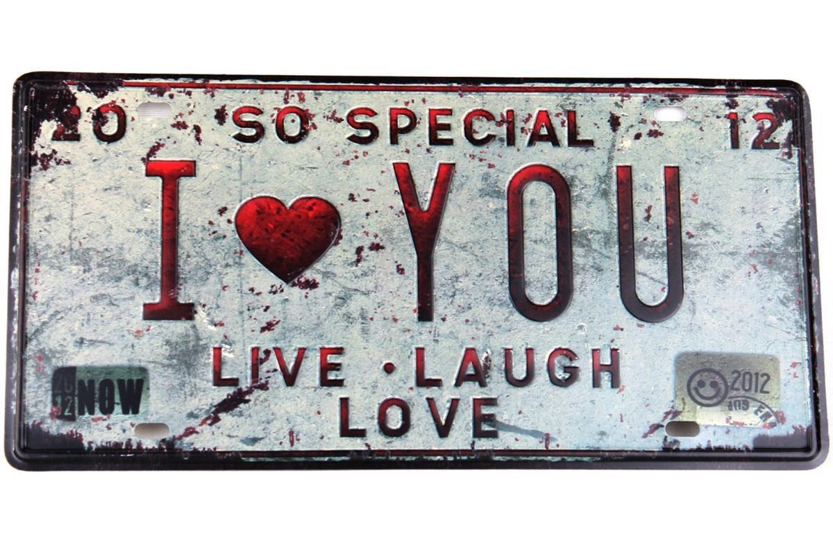 Duvar Süsü Dekor Retro Metal Tabela ''I Love You'' 30x15 CM
