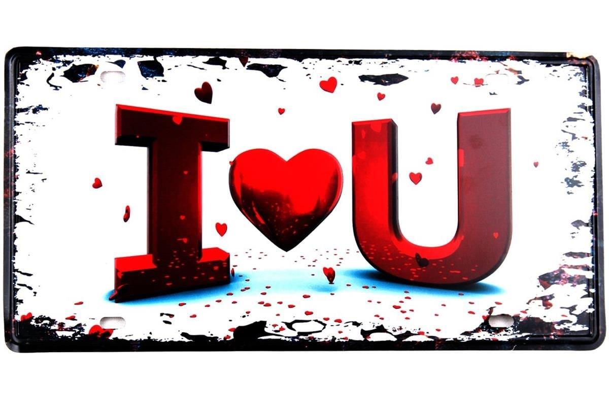 Duvar Süsü Dekor Retro Metal Tabela ''Love You'' 30x15 CM