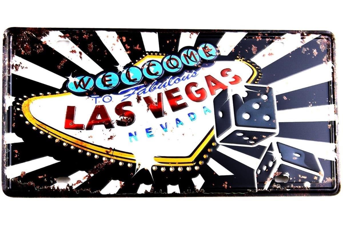 Duvar Süsü Dekor Retro Metal Tabela ''Vegas'' 30x15 CM