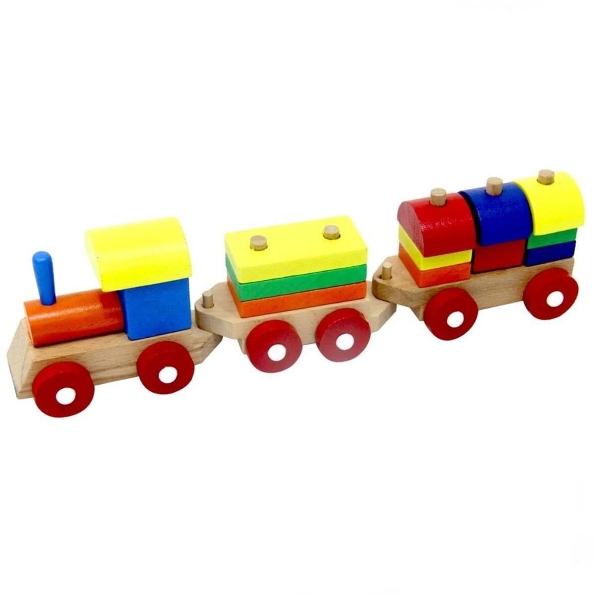 Eğitici Bloklu Ahşap Bultak Tren