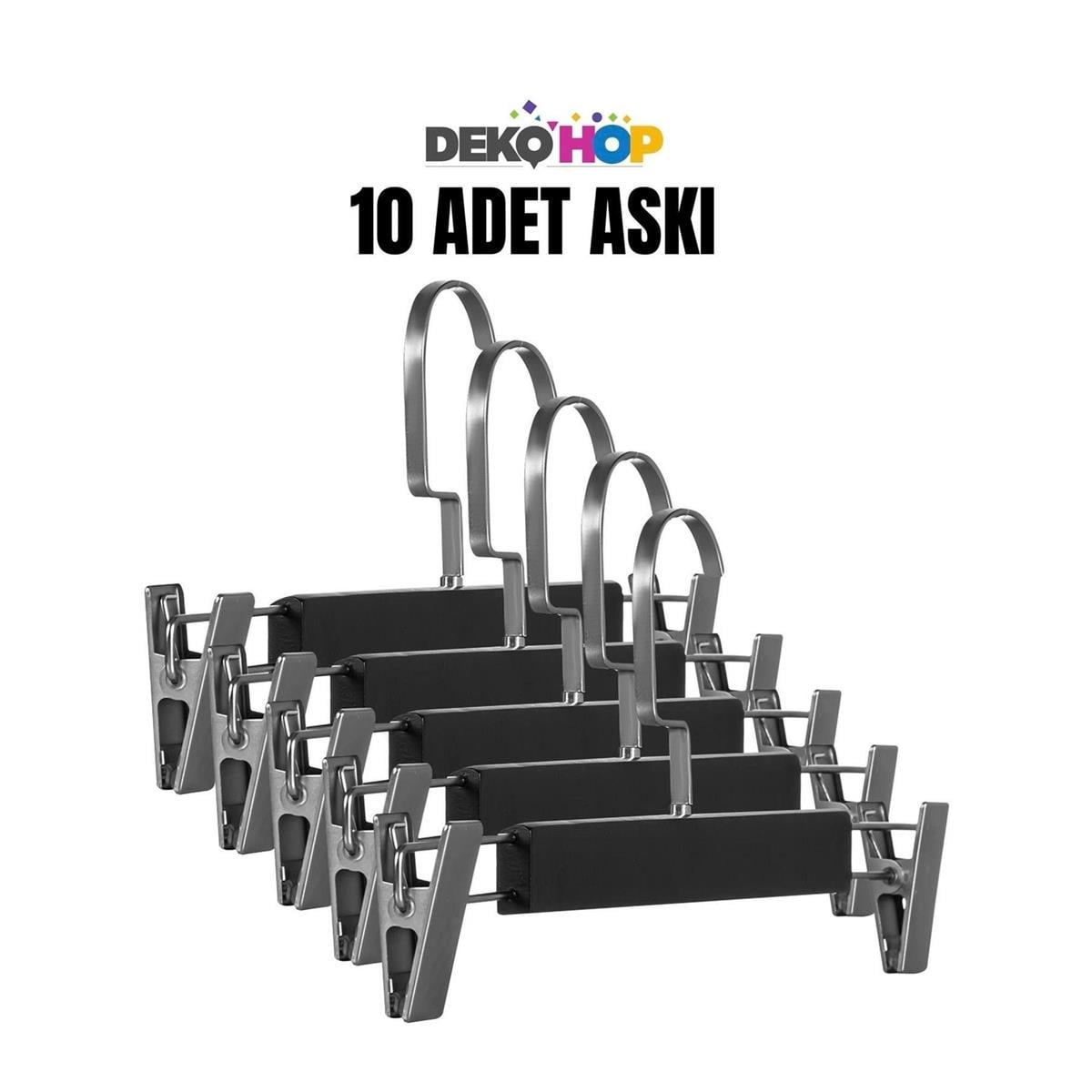 Elbise Pantolon Etek Askısı Ahşap Mandallı Askılık 1. Sınıf Kalite Ahşap Askı SİYAH 10 ADET
