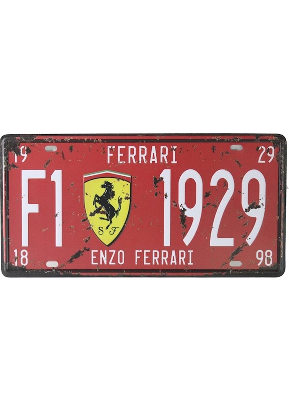 Enzo Ferrari F1 1929 Dekorasyon Duvar Süsü Metal Retro Tabela