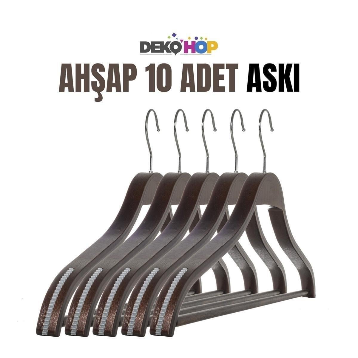 Erkek Ahşap Askı Geniş Gömlek Pantolon Tişört Askısı Koyu Ahşap Renk 50 ADET