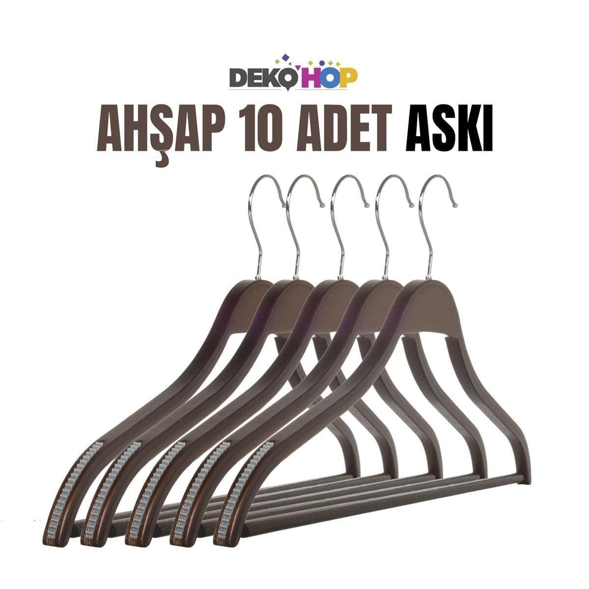 Erkek Ahşap Askı Gömlek Pantolon Tişört Askısı Koyu Ahşap Renk 100 ADET