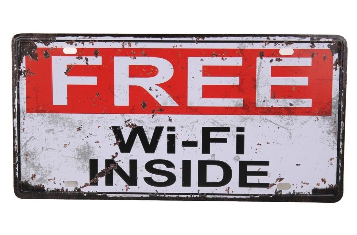Free Wifi Retro Tabela Dekor Duvar Süsü Metal Tabela 30X15 Cm