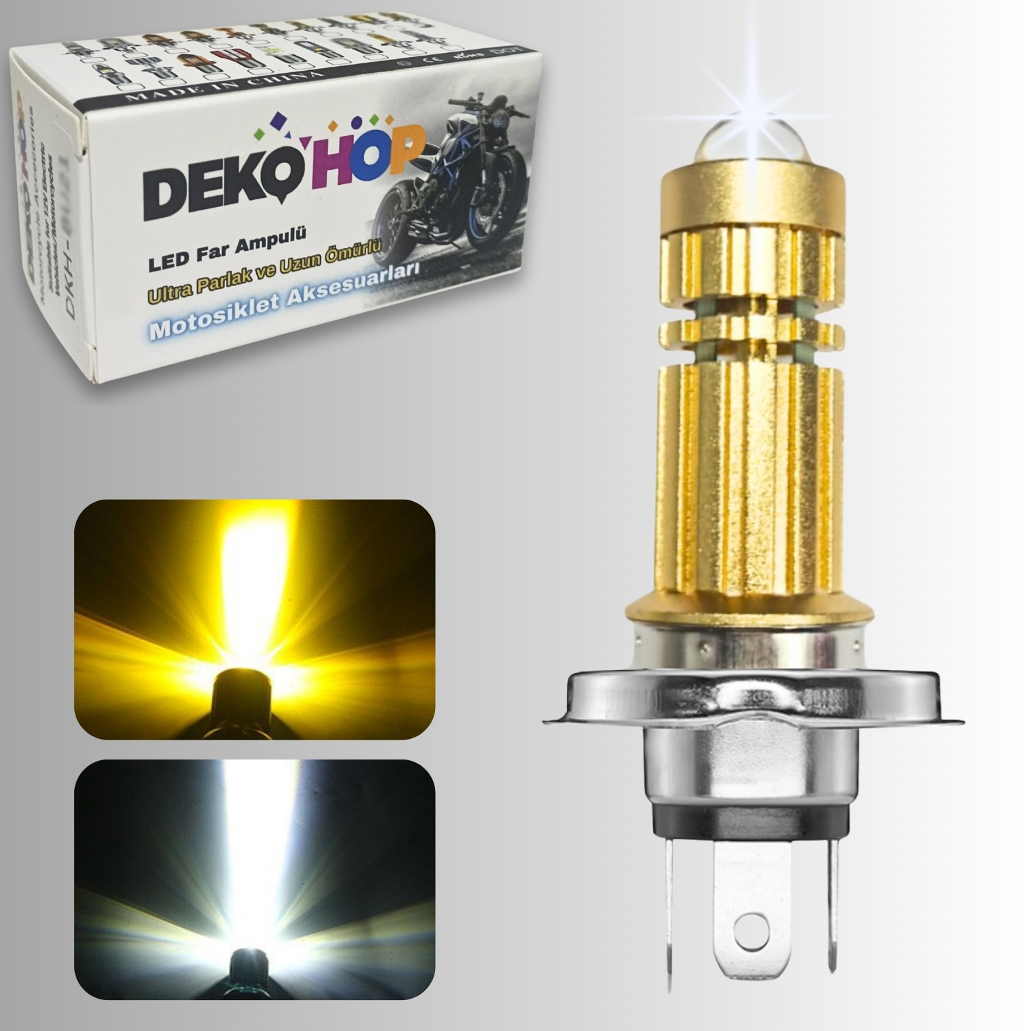 H4 Mercekli LED Ampul Delici LED Işık 12-24V Beyaz Amber 1 ADET Uzun Kısa Far Lambası 10W/800LM 