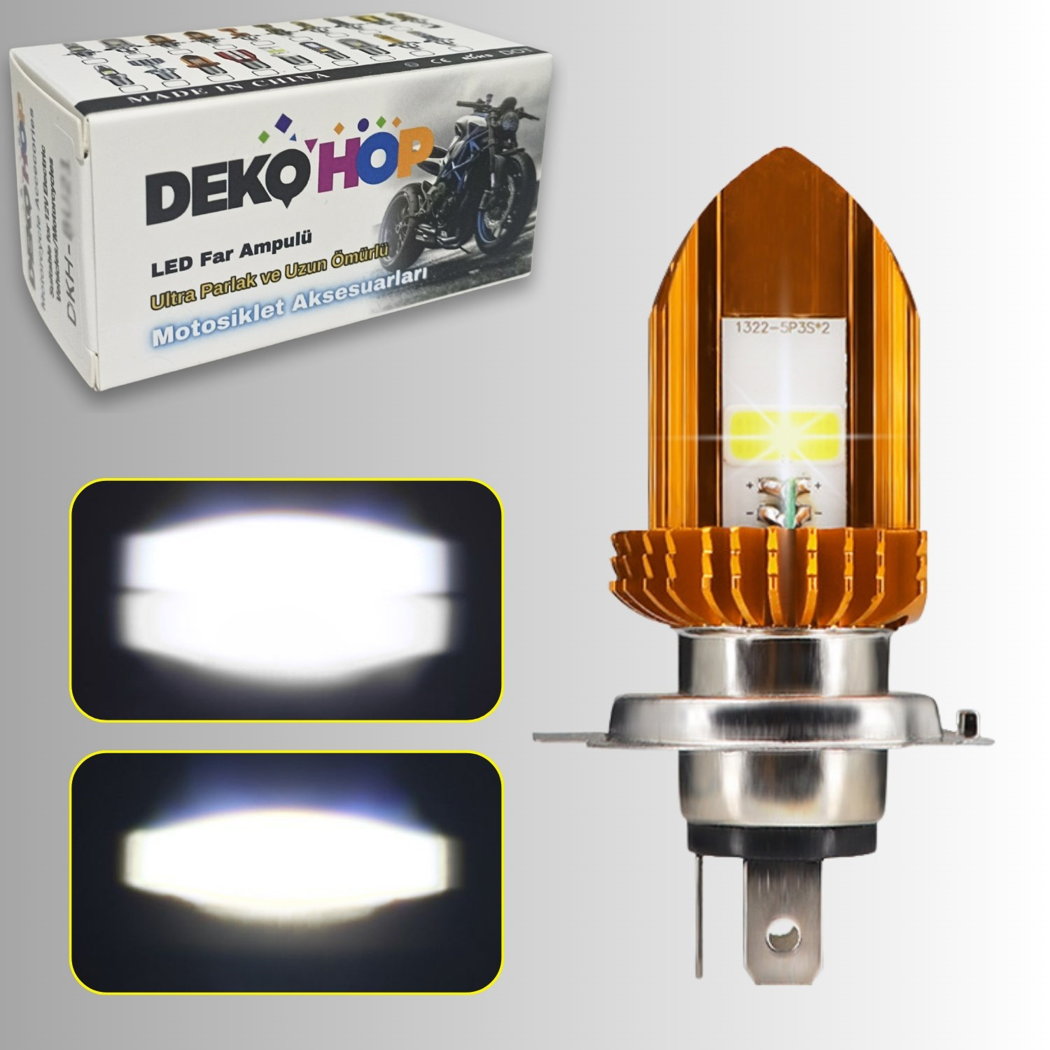 H4 Motosiklet Led Far Ampul 12-24V Beyaz 1 ADET 12W 1200LM  Metal Gövde Soğutma