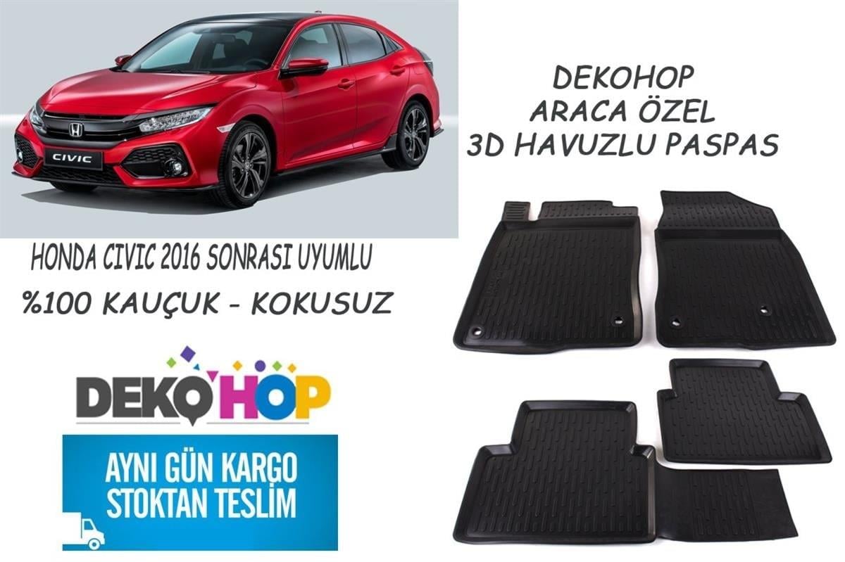 HONDA CIVIC 2016 SONRASI 3D Havuzlu Araca Özel Kauçuk Oto Paspas