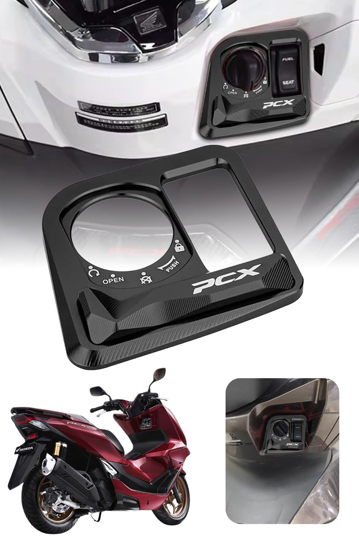 Honda PCX 2021-2026 Kontak ve Kilit Koruma Çerçevesi SİYAH