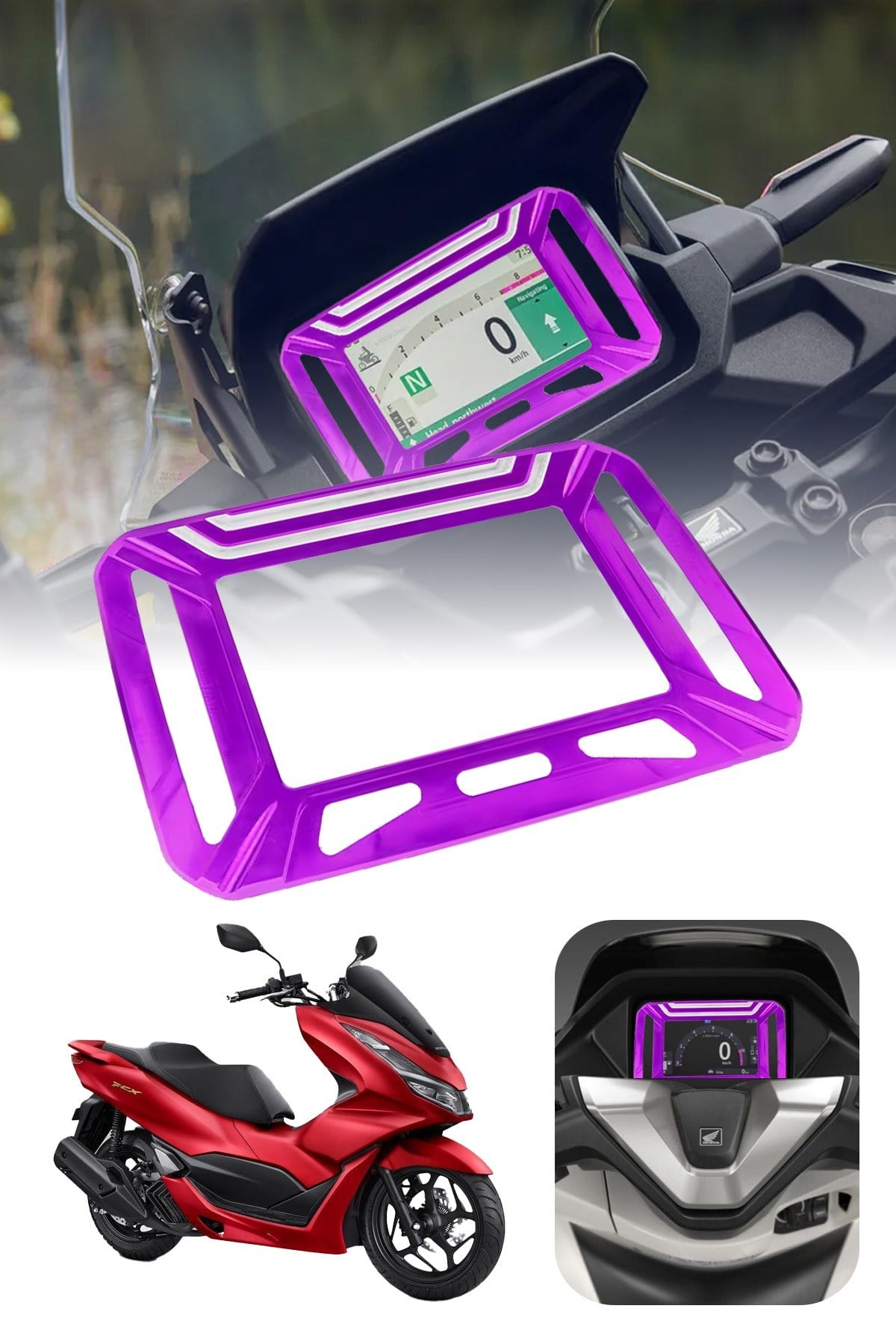 Honda PCX 2025-2026 Uyumlu CNC Aluminyum Gösterge/Ekran Çerçevesi MOR