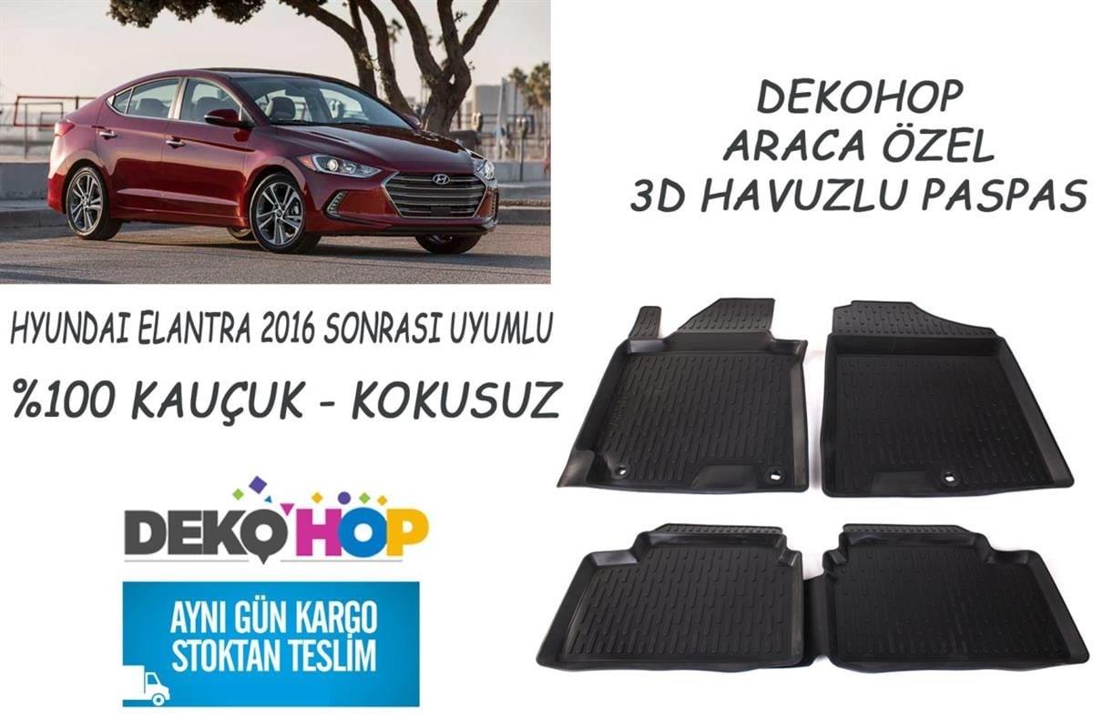 HYUNDAI ELANTRA 2016 SONRASI 3D Havuzlu Araca Özel Kauçuk Oto Paspas