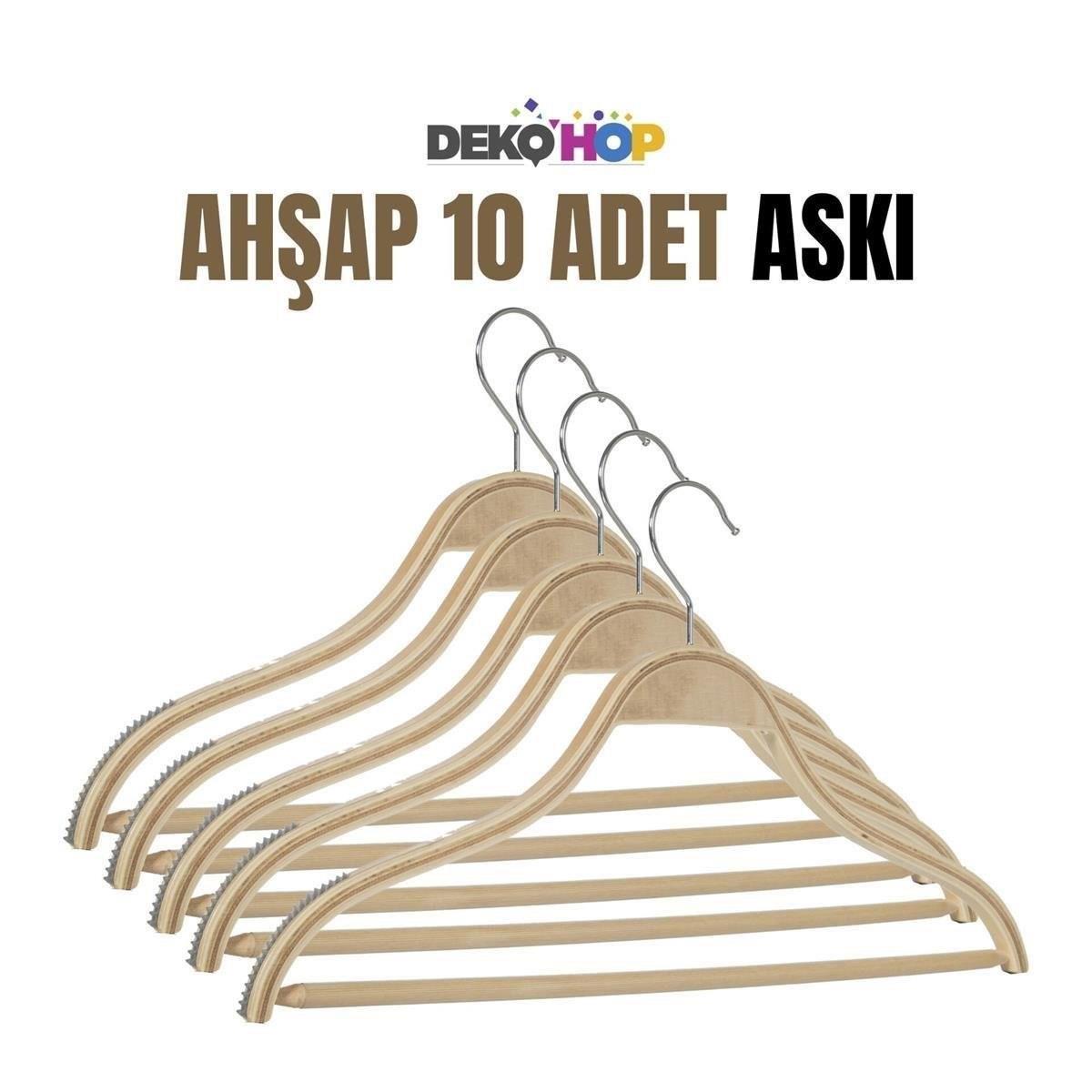 Kadın Ahşap Askı  Gömlek Pantolon Tişört Askısı Natural Renk 10 ADET