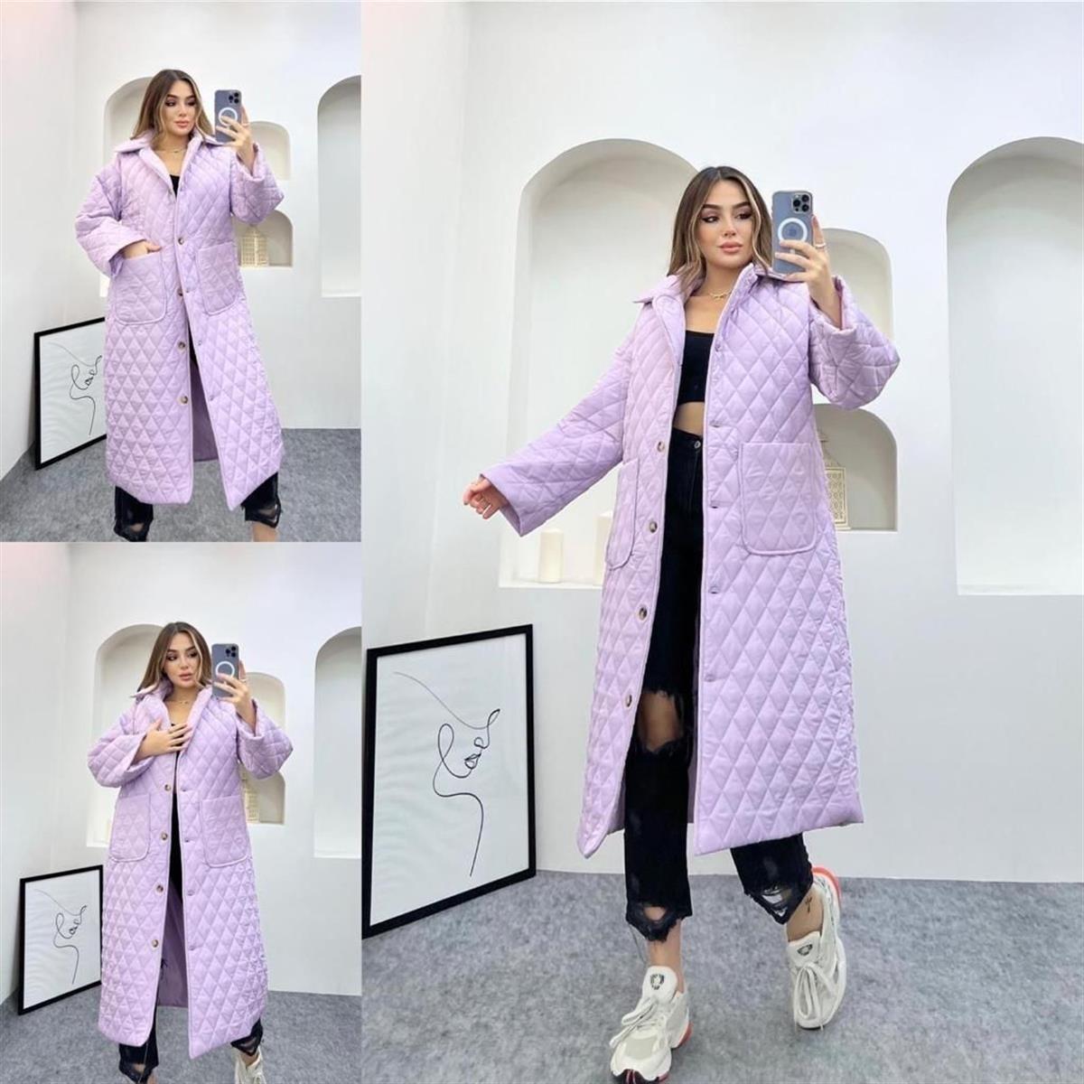 Kadın Oversize Kapitone Şişme Uzun Astarlı Mont MOR