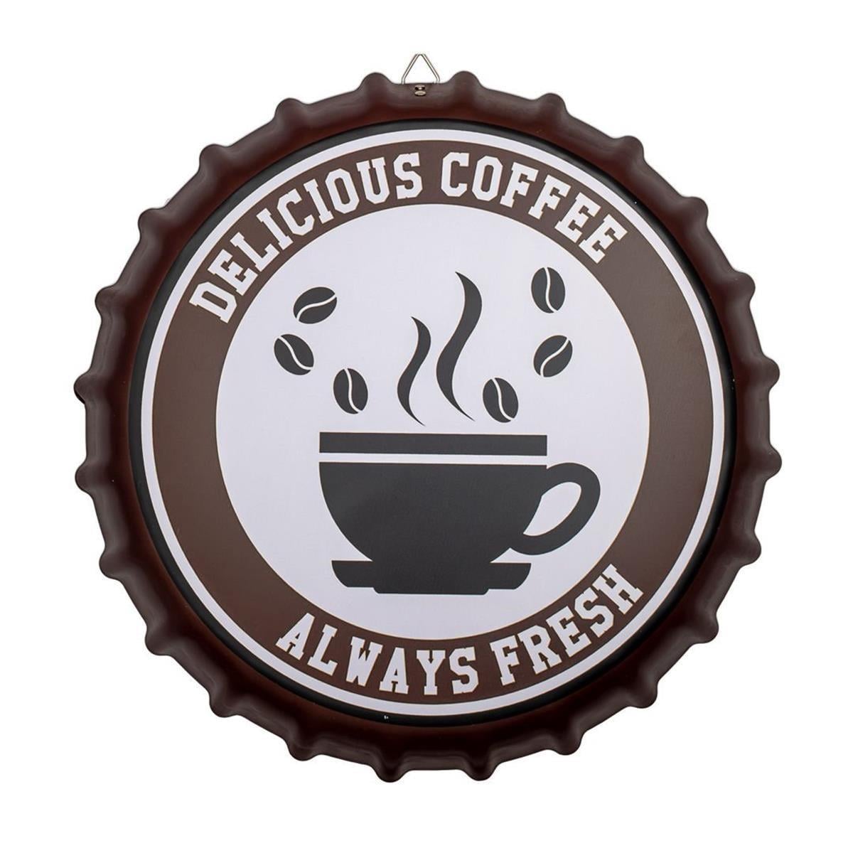 Kahve Dekorasyon Duvar Süsü Metal Tabela Delicious Coffee