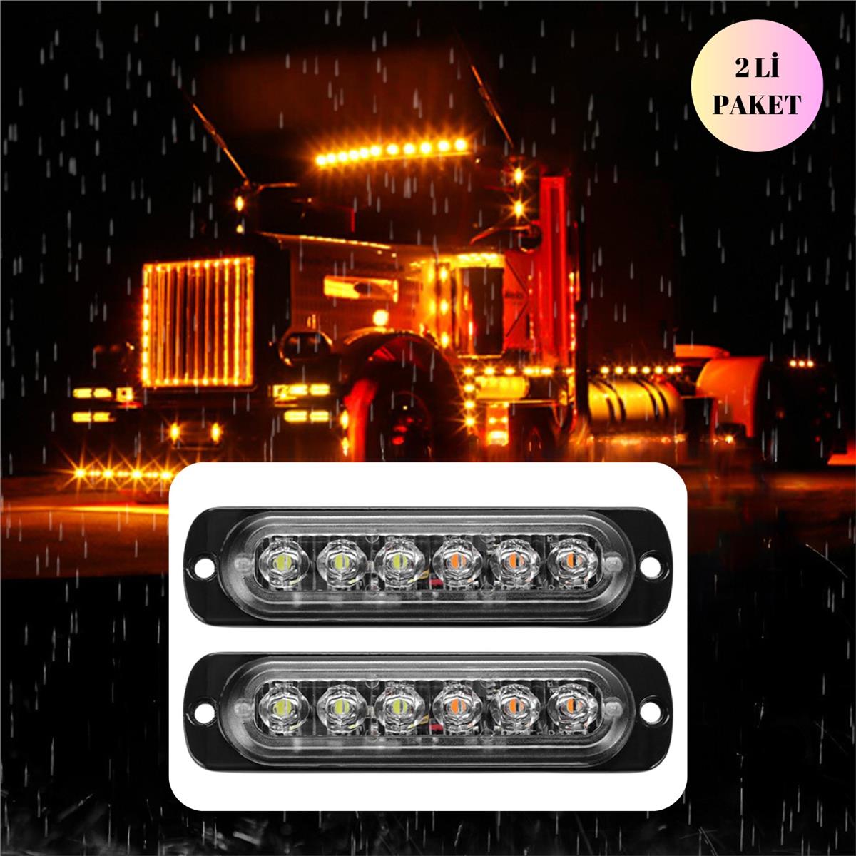 Kamyon Tır Arazi Aracı Çakarlı Dorse Led 12-24 V Çift Renk Sinyalli Kasa Ledi Metal Kasa