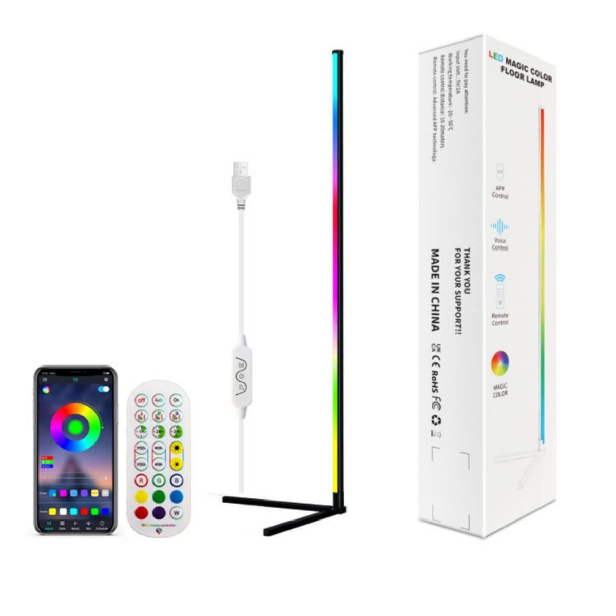 Led RGB Lambader Ambiyans Gece Ortam Işığı Ayaklı Telefon Kumanda Kontrollü Yeni Nesil Oyun Ve Gece Lambası