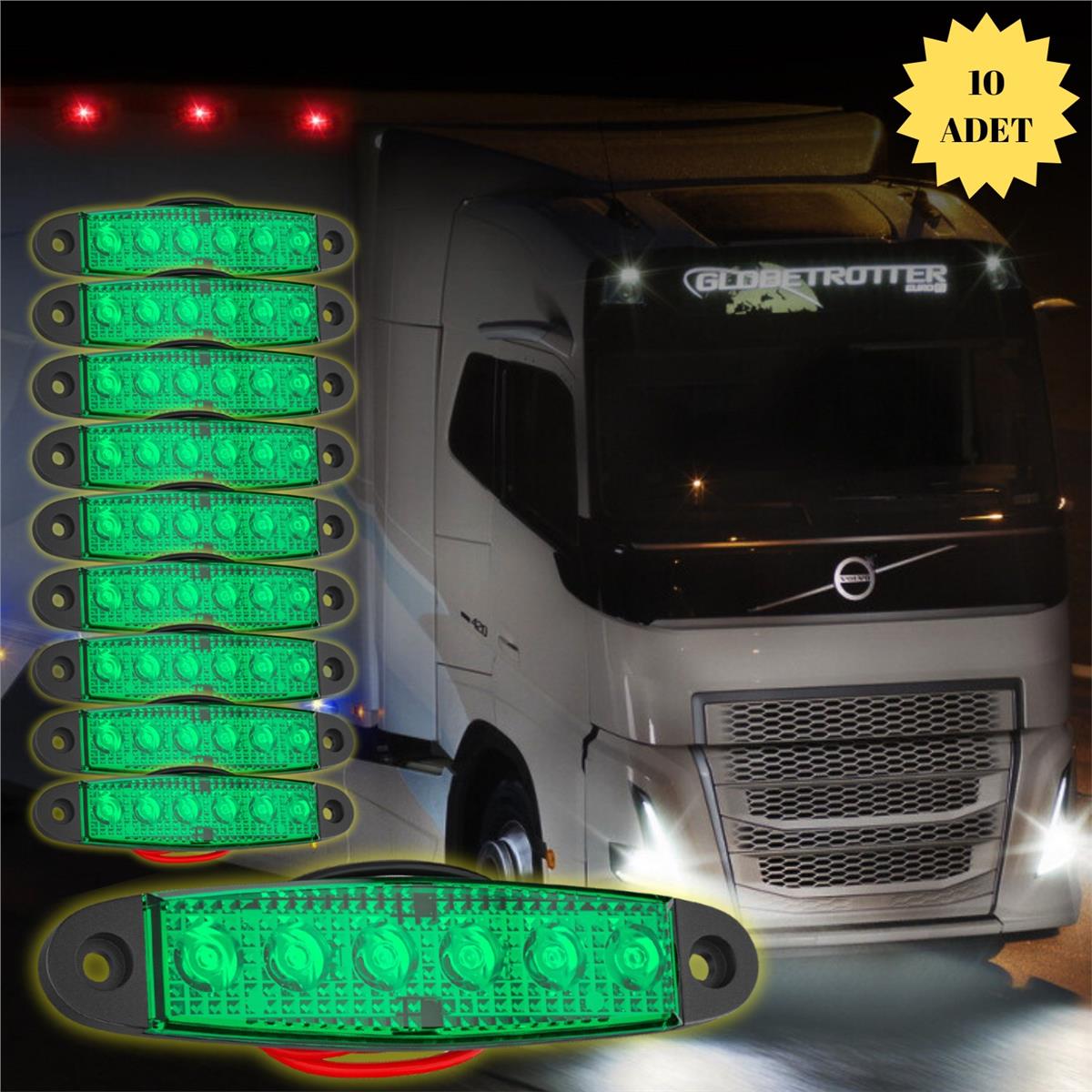 LED Sinyal Lambası Parmak LED 12V-24V 6 Ledli Su Geçirmez Etek Lamba Dorse Kamyon için 10 cm 10 Adet