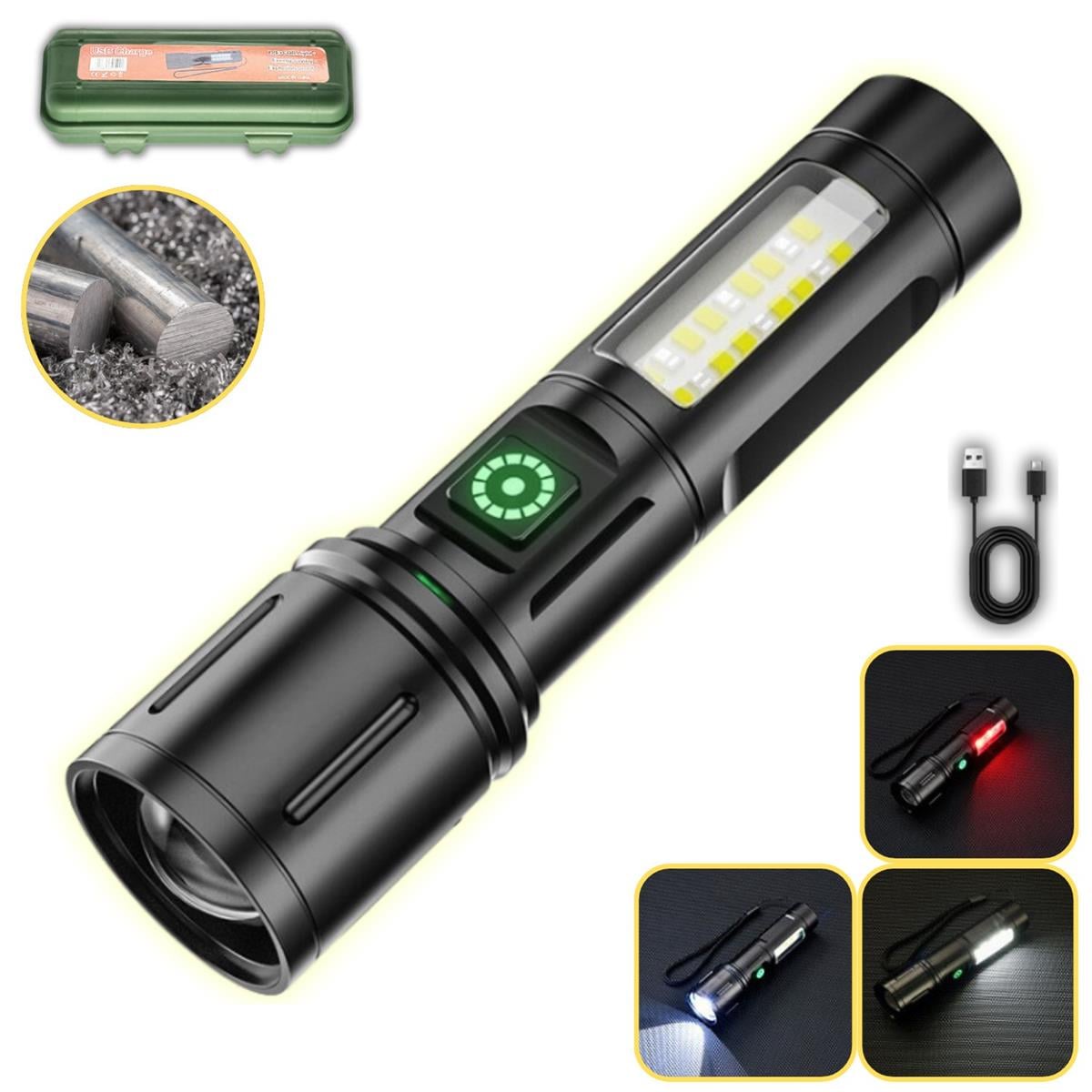 Metal LED El Feneri SOS Flaş Uzun Menzil 7 Mod Kamp Araç İçi Piknik için Ultra Güçlü Fener ve Işıldak