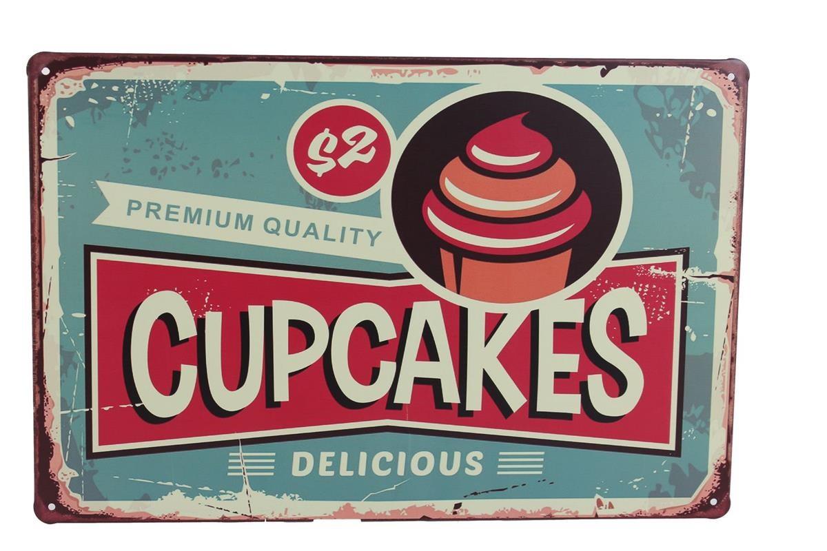 Metal Tabela Cupcakes Retro Tasarım 20X30 Cm