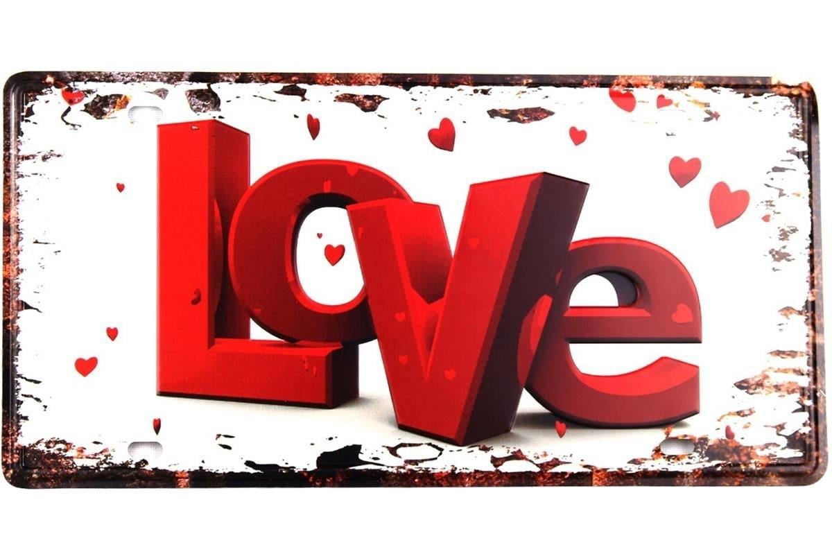 Metal Tablo Dekoratif Retro Dekor Duvar Süsü ''Love'' 30x15 CM