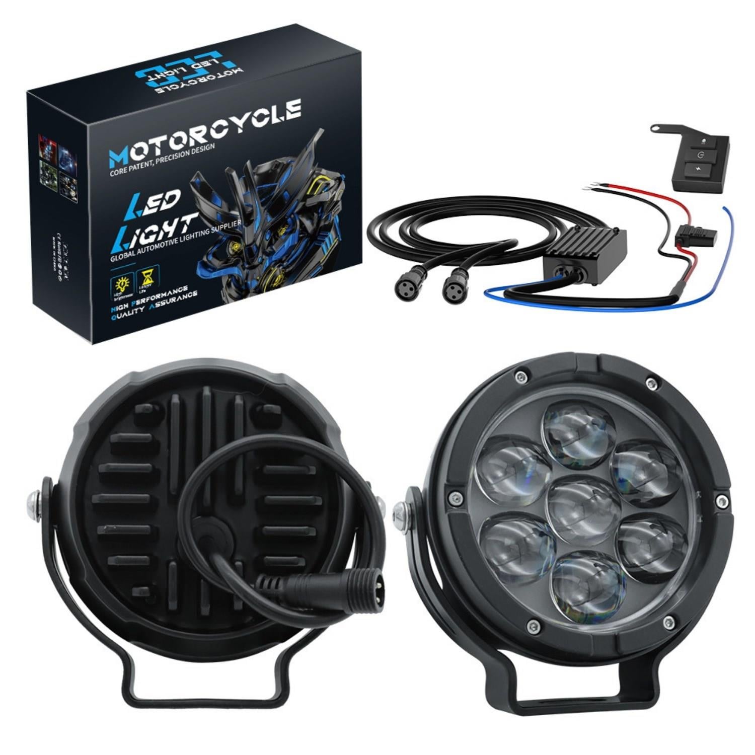 Motosiklet Profesyonel Sis Farı Seti Bluetooth Kumandalı 5 Modlu Beyaz Sarı Sis Farı  Metal Gövde