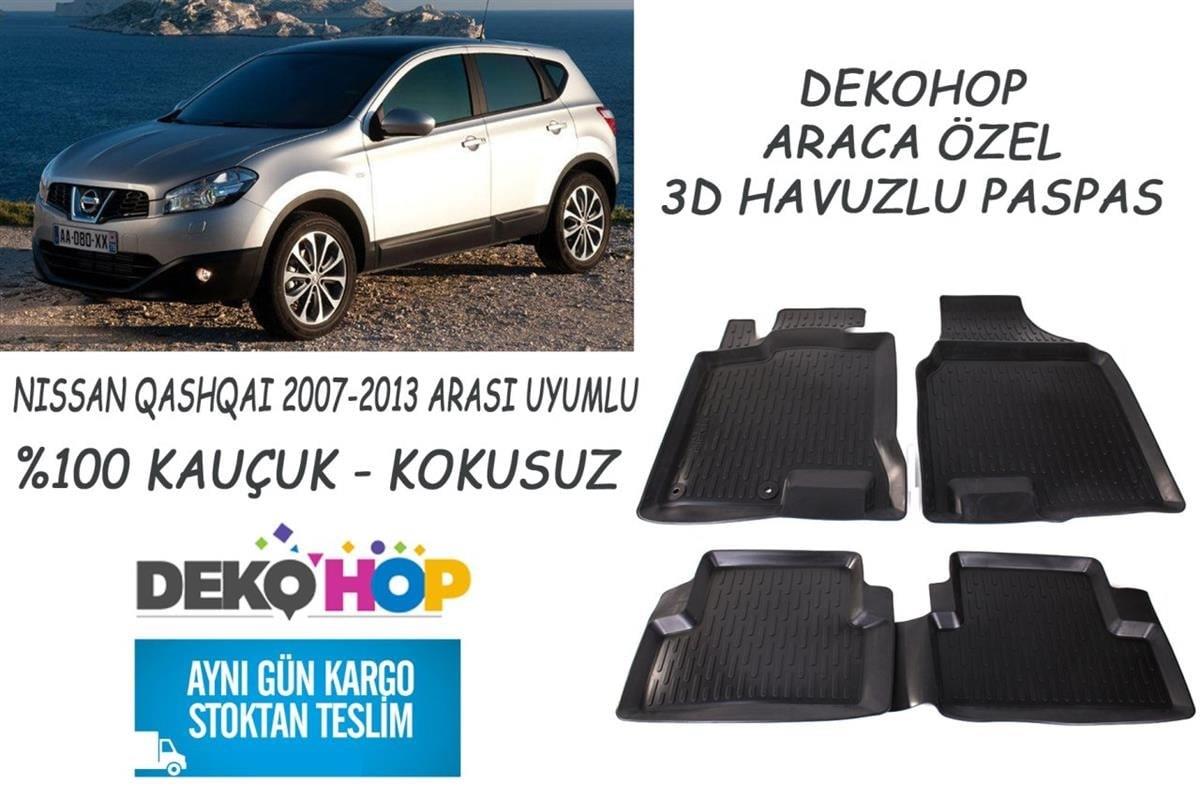 NISSAN QASHQAI 2007-2013 ARASI Oto Paspas Araca Özel 3D Havuzlu Kauçuk