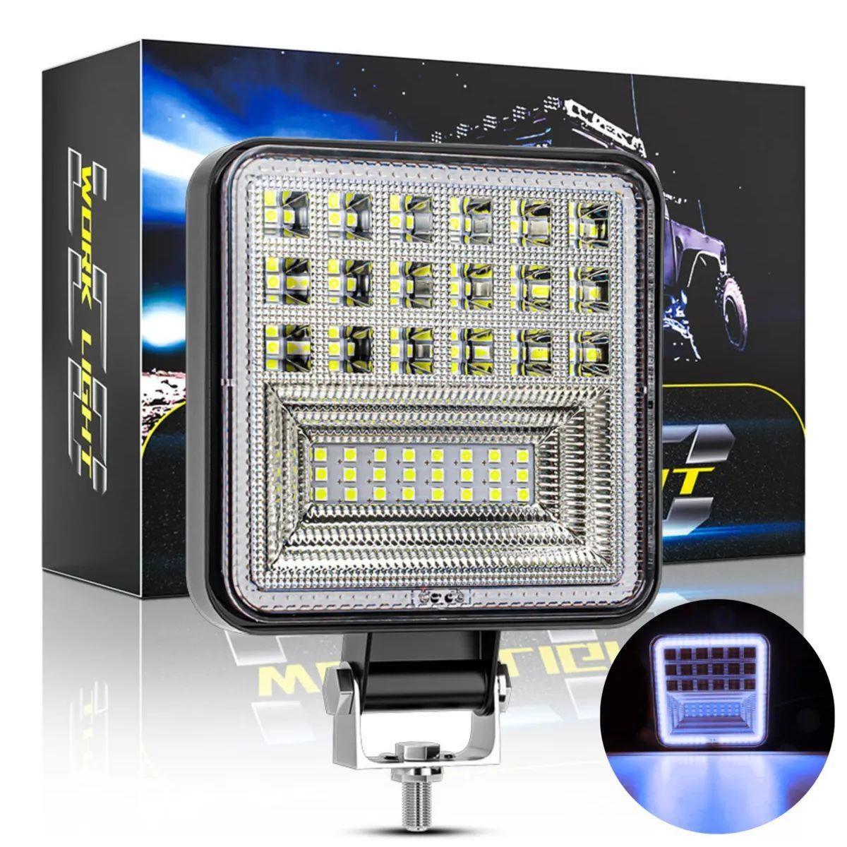Off Road 12-24 Volt Kare Sis Farı DRL MAVİ 4 inç 126 W Oto Çalışma Lambası