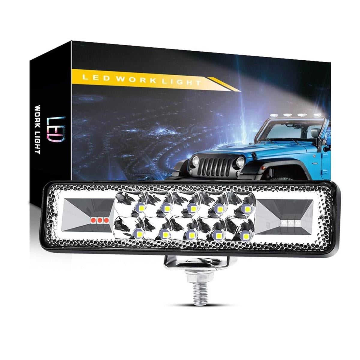 Off Road 12-24V Oto Gündüz Led Bar 6 inç 16 Led 48 w Sarı Renk İkaz Flash Mod Sis Farı