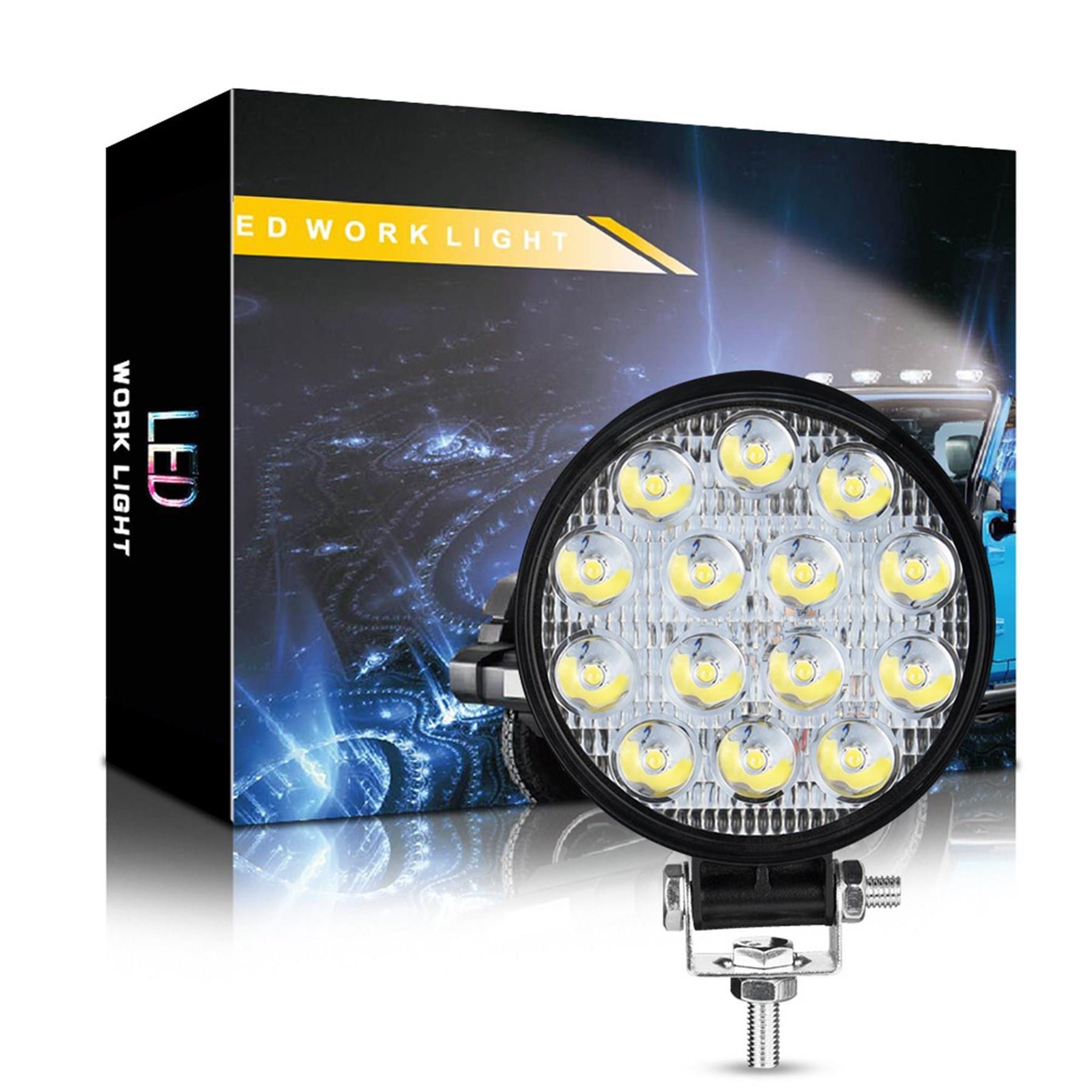 Off Road 14 Led 42 Watt Yuvarlak Traktör Tır Kamyon Tekne Sis Farı Projektör Çalışma Lambası 3 Adet