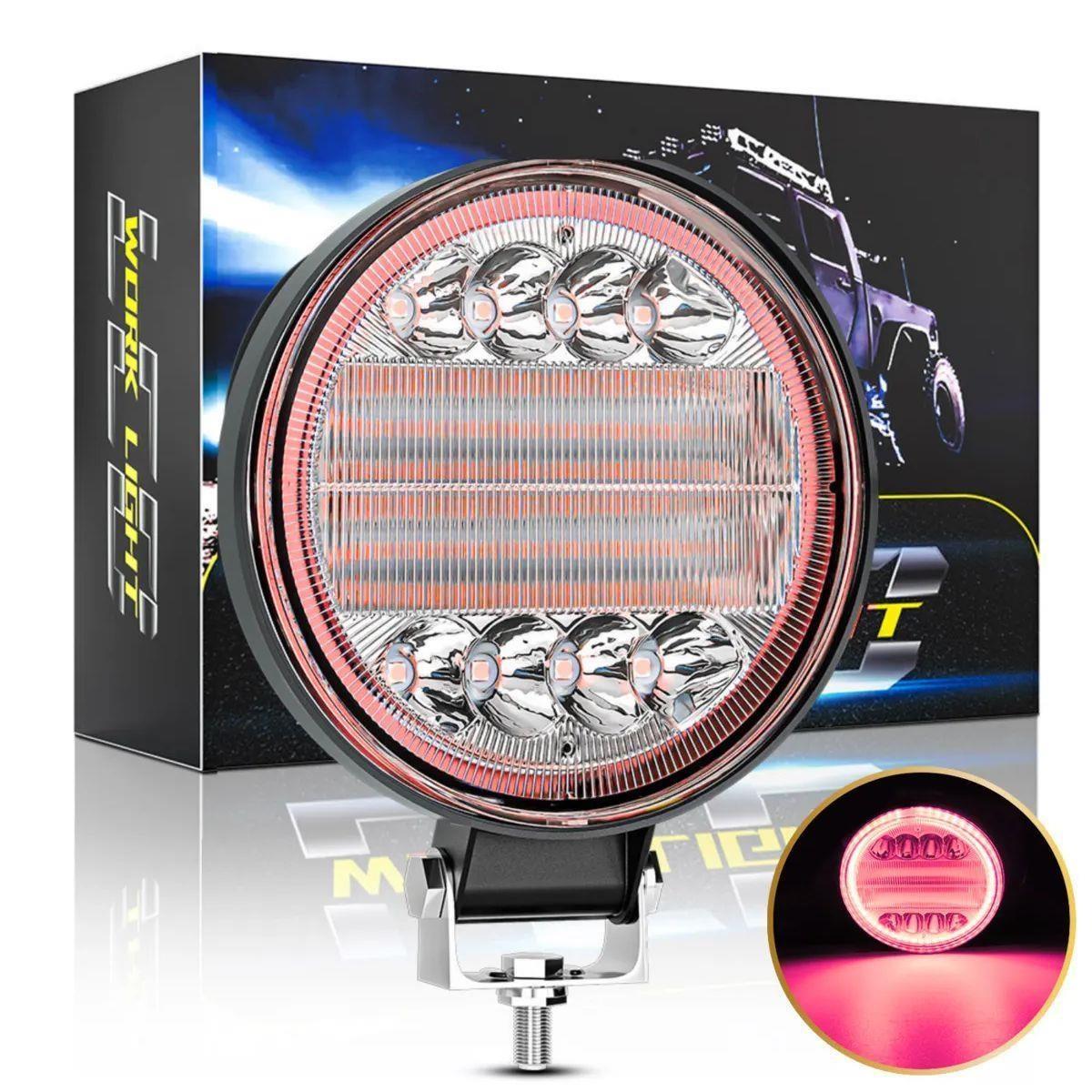 Off Road Gündüz Ve Projektör Sis Farı DRL KIRMIZI Beyaz Yuvarlak 4 inç 72 W Oto Çalışma Lambası
