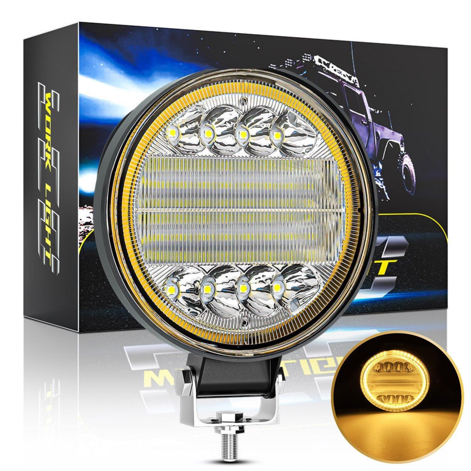 Off Road Gündüz Ve Projektör Sis Farı DRL SARI Beyaz Yuvarlak 4 inç 72 W  Oto Çalışma Lambası 2 Adet
