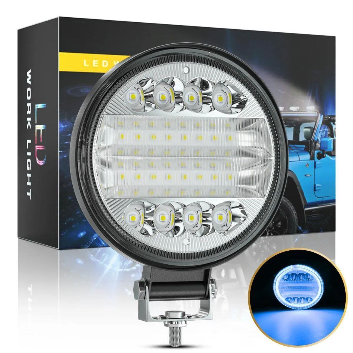 Off Road Gündüz Ve Projektör Sis Farı DRL MAVİ Beyaz Yuvarlak 4 inç 72 W Oto Çalışma Lambası