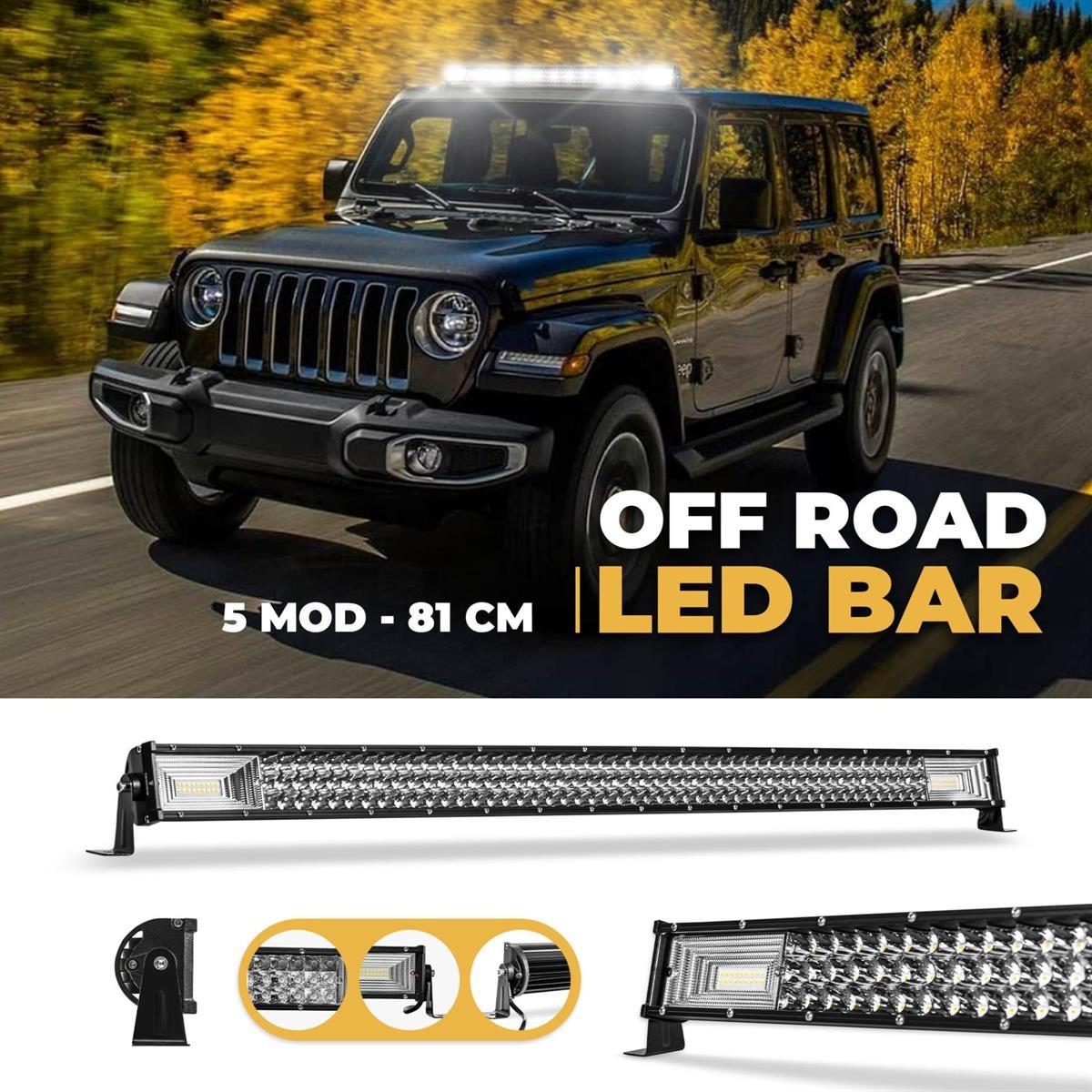 Off Road Led Bar 3 Sıra 80 Cm Beyaz Sarı Mod