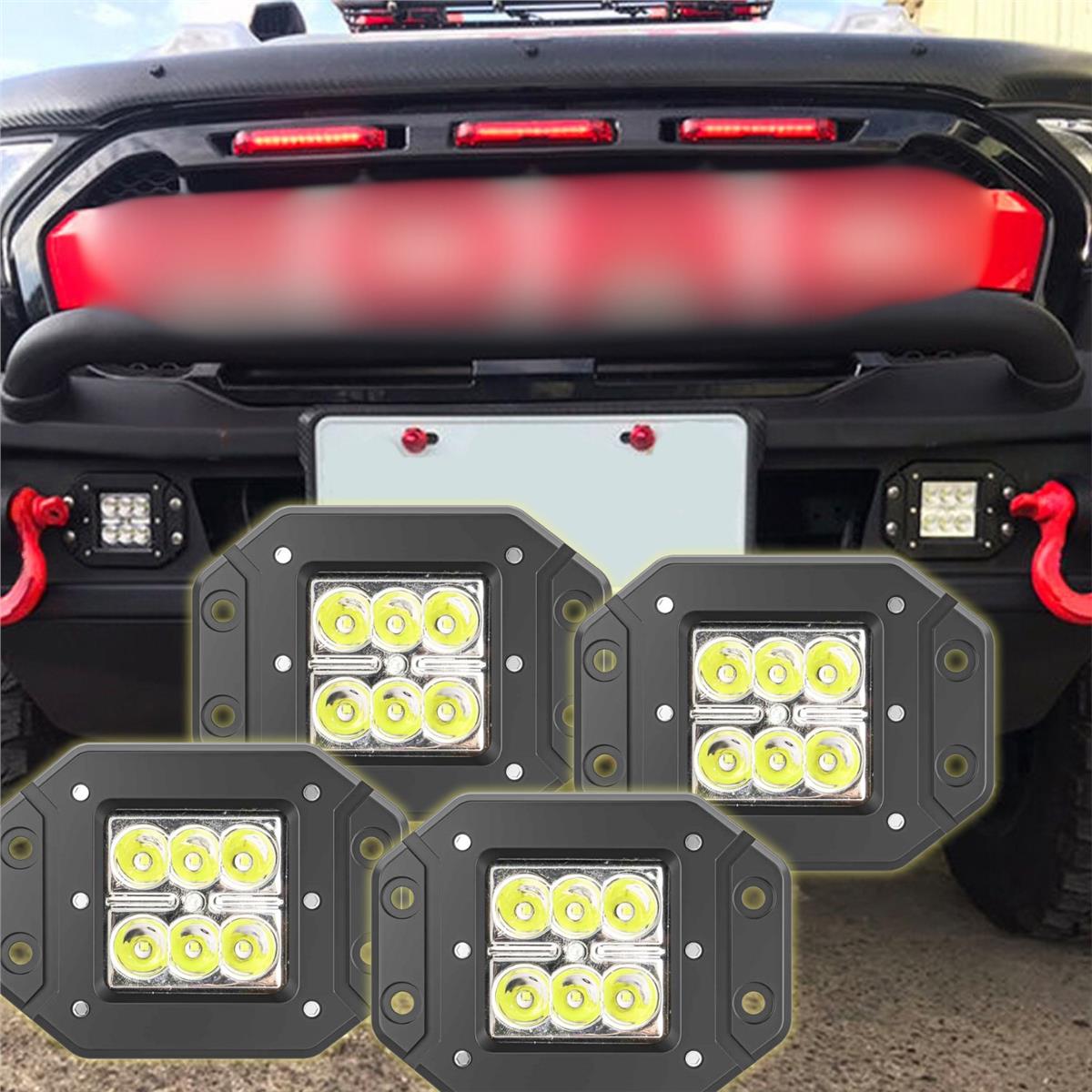 Off Road Led Çalışma ve Tampon Sis Lambası 4 Adet 12-24V Traktör Tır Kamyon ATV Yüksek Performanslı Metal Sis Farı