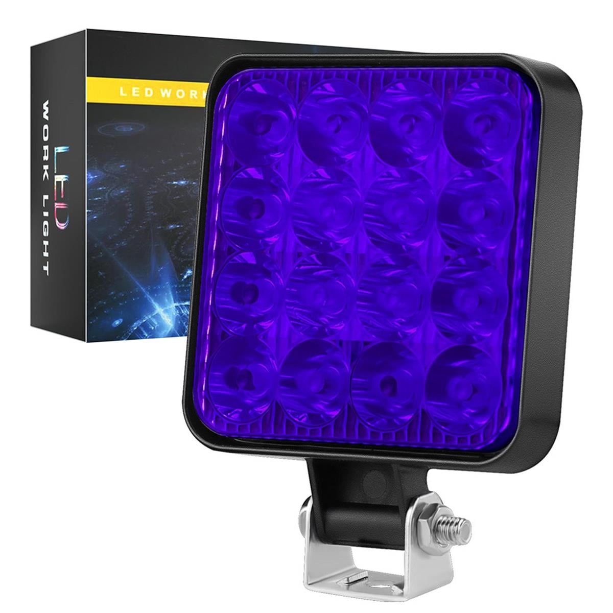 Off Road Traktör Tir Kamyon Sis Fari Ve Çalışma Lambası 16 Led Kare MAVİ 3 İNÇ 84mm
