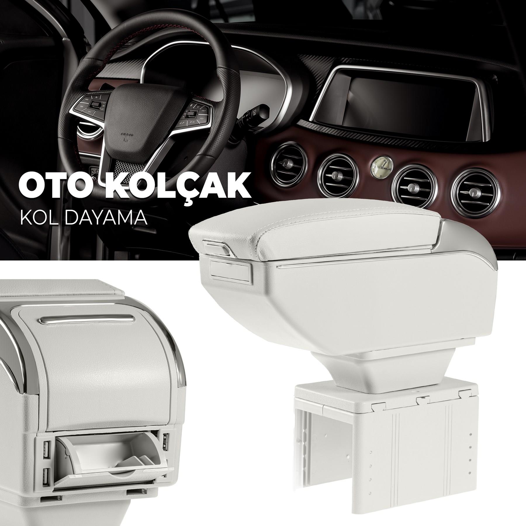 Oto Kolçak Sürgülü ve Usb Şarj Girişli Tüm Araçlara Uyumlu Kol Dayama 7 USB Girişli  Kolçak GRİ