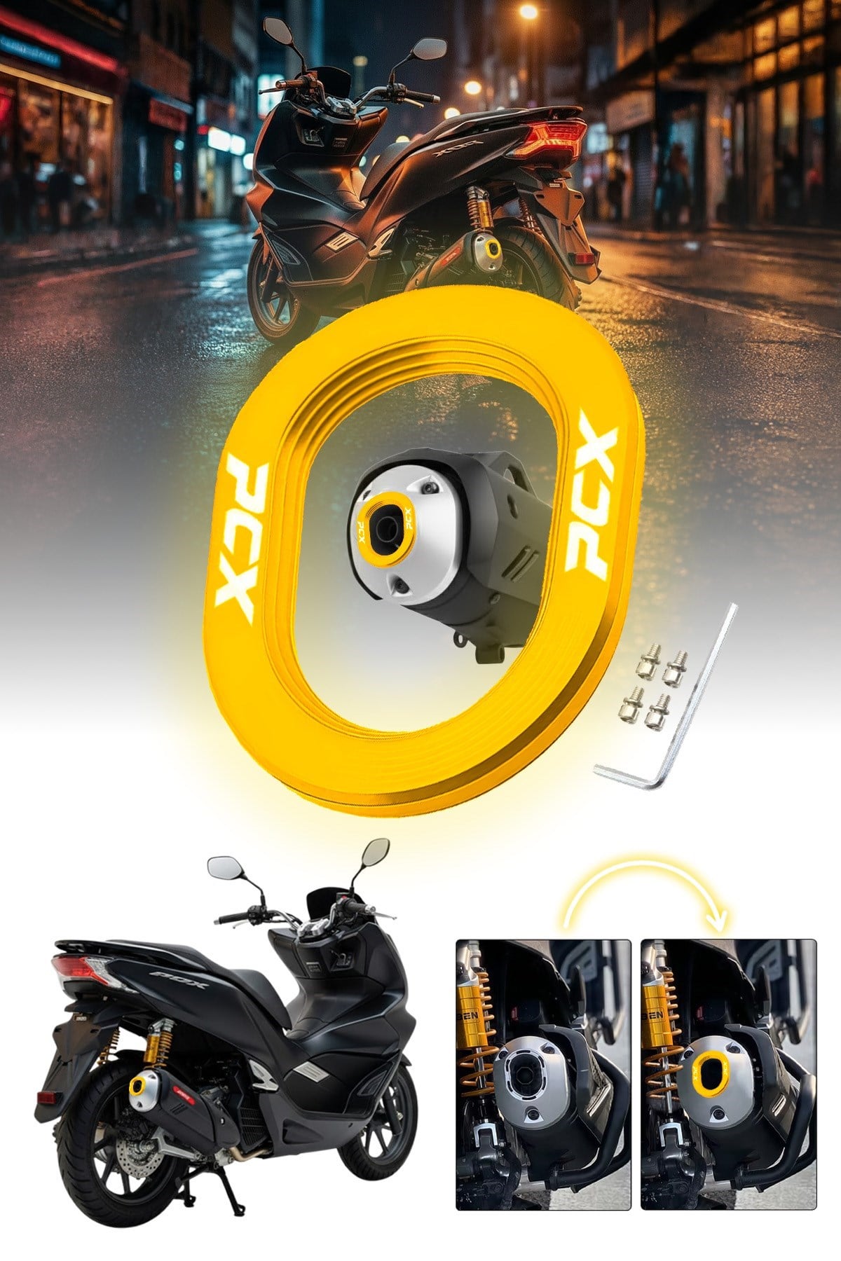 Pcx Cnc Metal Egzoz Ucu GOLD