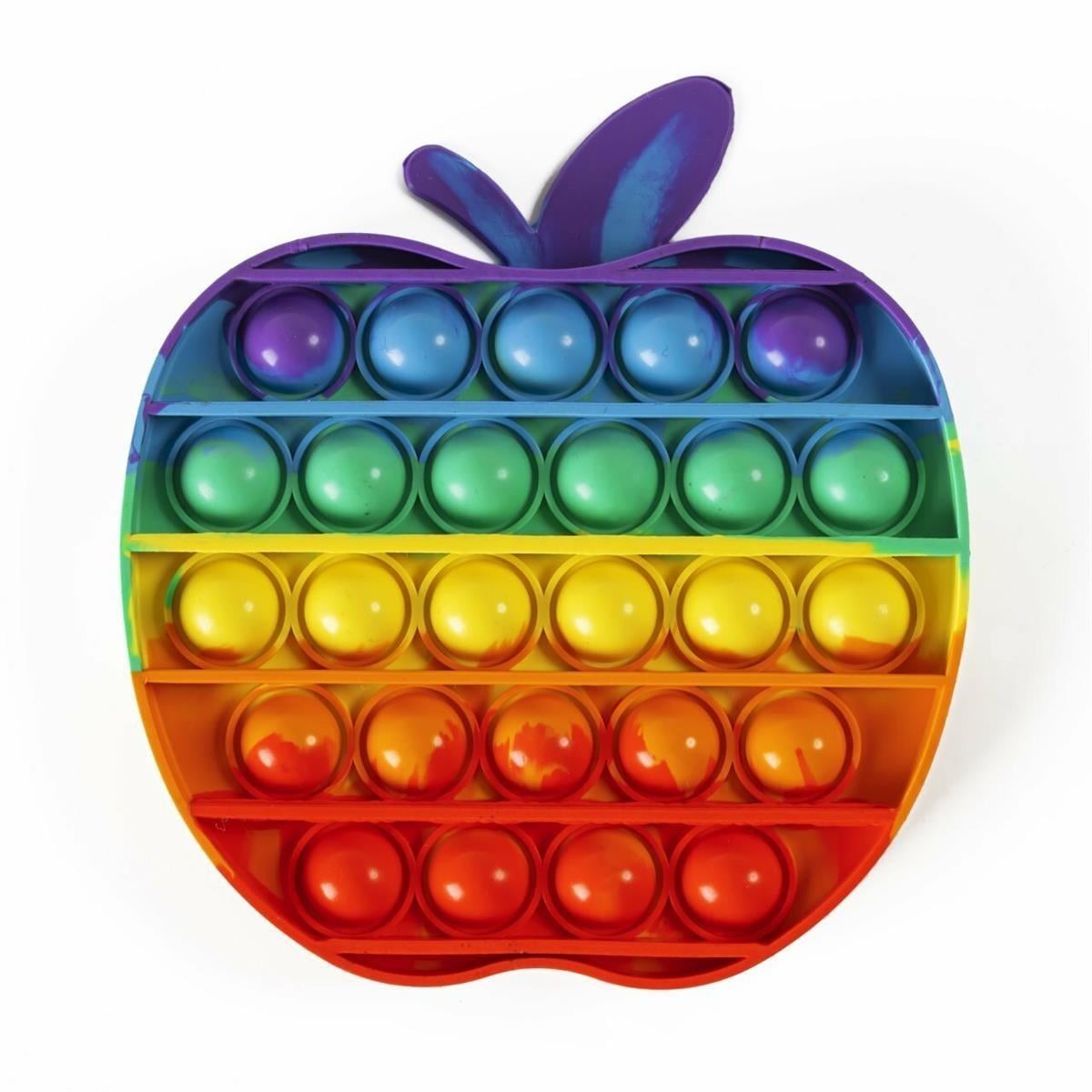 Pop İt Push Bubble Gökkuşağı Tasarımlı Elma Şekli