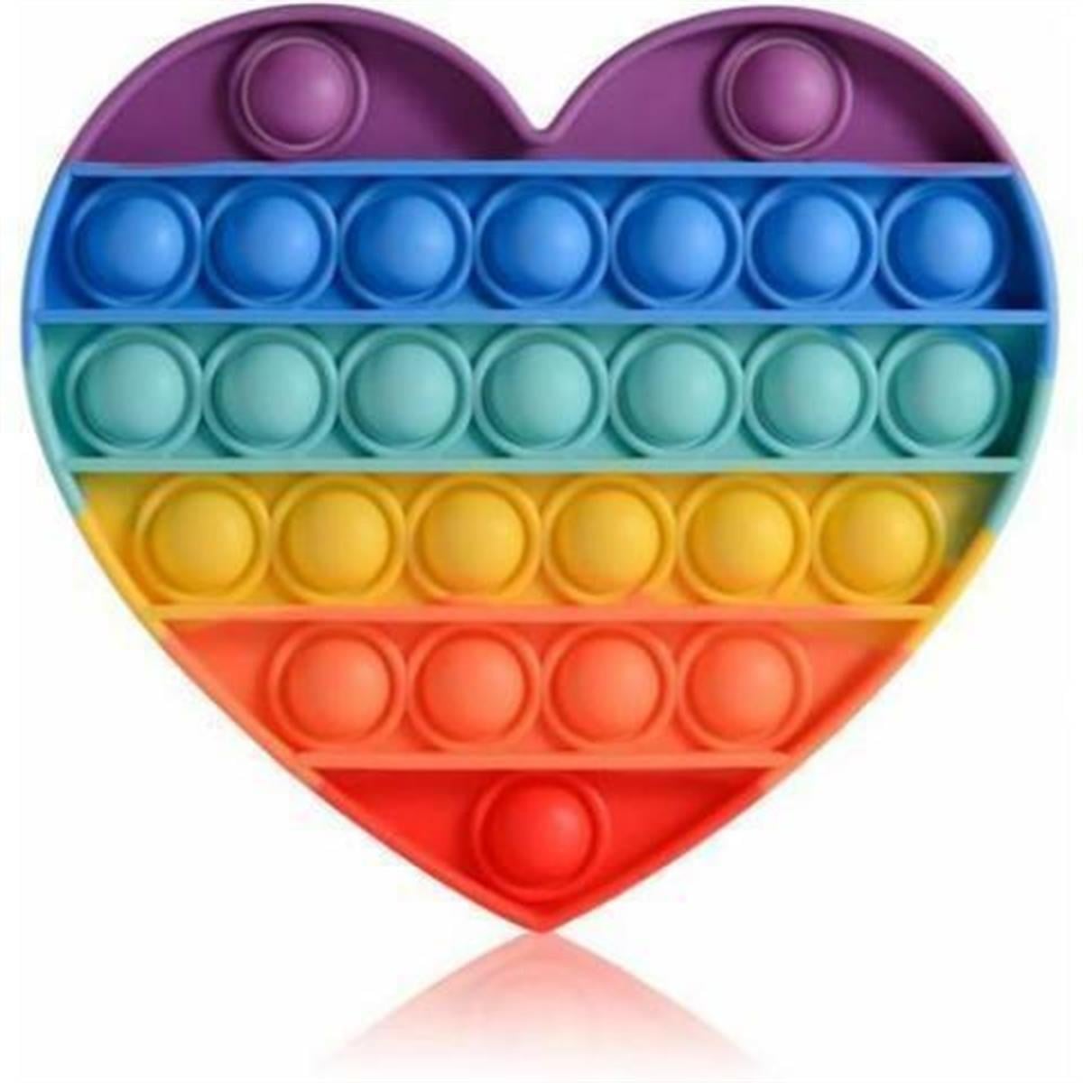 Pop İt Push Bubble Gökkuşağı Tasarımlı Kalp
