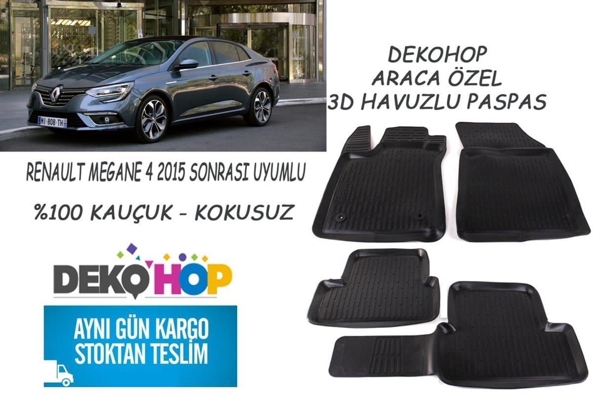 RENAULT MEGANE 4 2015 SONRASI Araca Özel Oto Paspas 3D Havuzlu Kauçuk Paspas