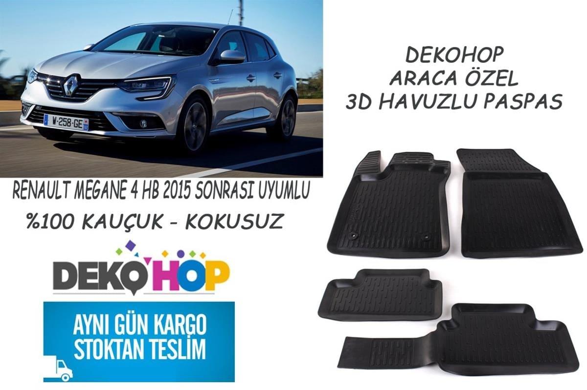 RENAULT MEGANE 4 HB 2015 SONRASI 3D Havuzlu Araca Özel Kauçuk Oto Paspas