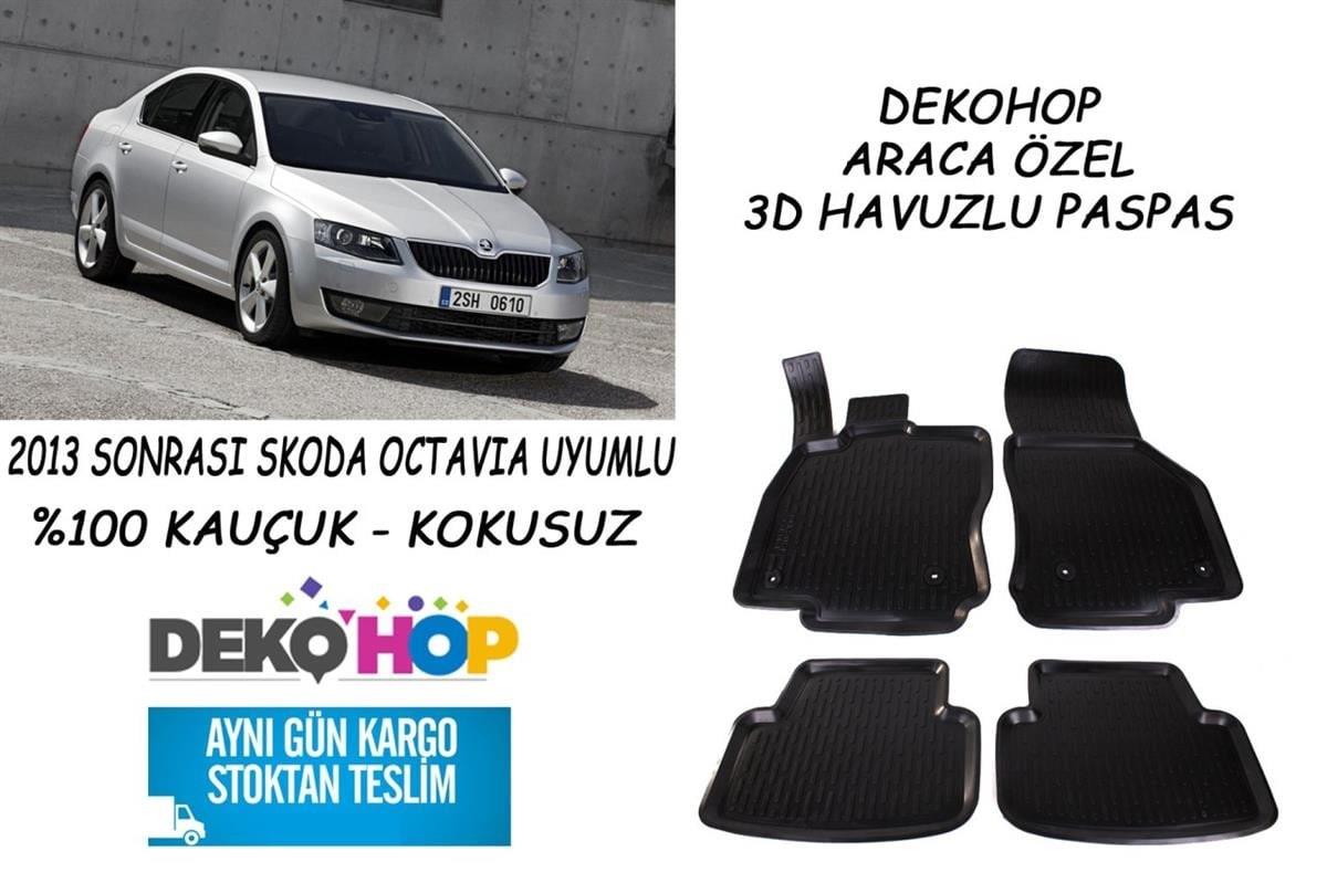 Skoda Octavia 2013 SONRASI Araca Özel 3D Havuzlu Kauçuk Paspas