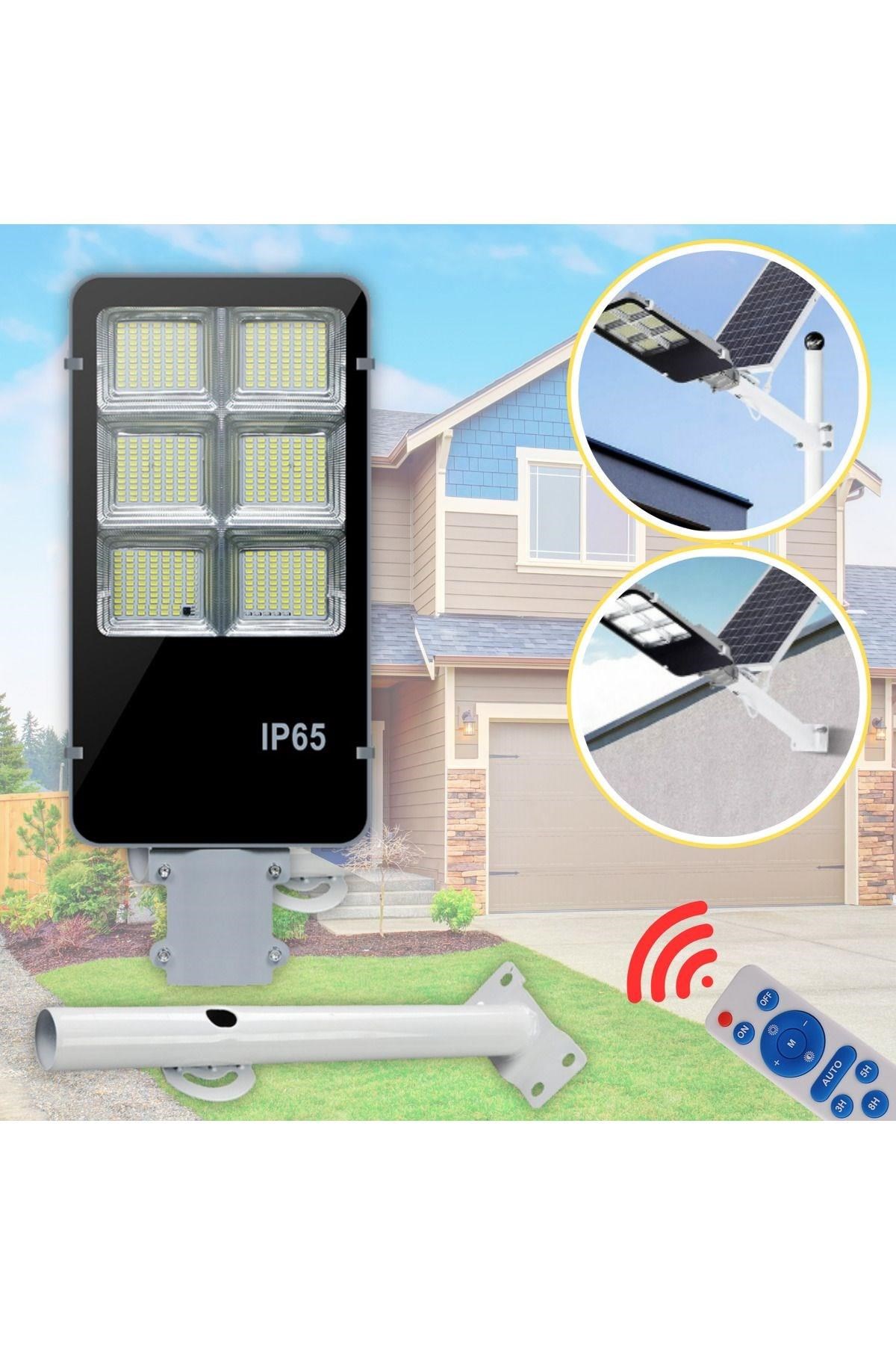 Solar Güneş Enerjili 600W Kumandalı Yönlendirilebilir Panelli Led Bahçe Sokak Aydınlatma Lambası