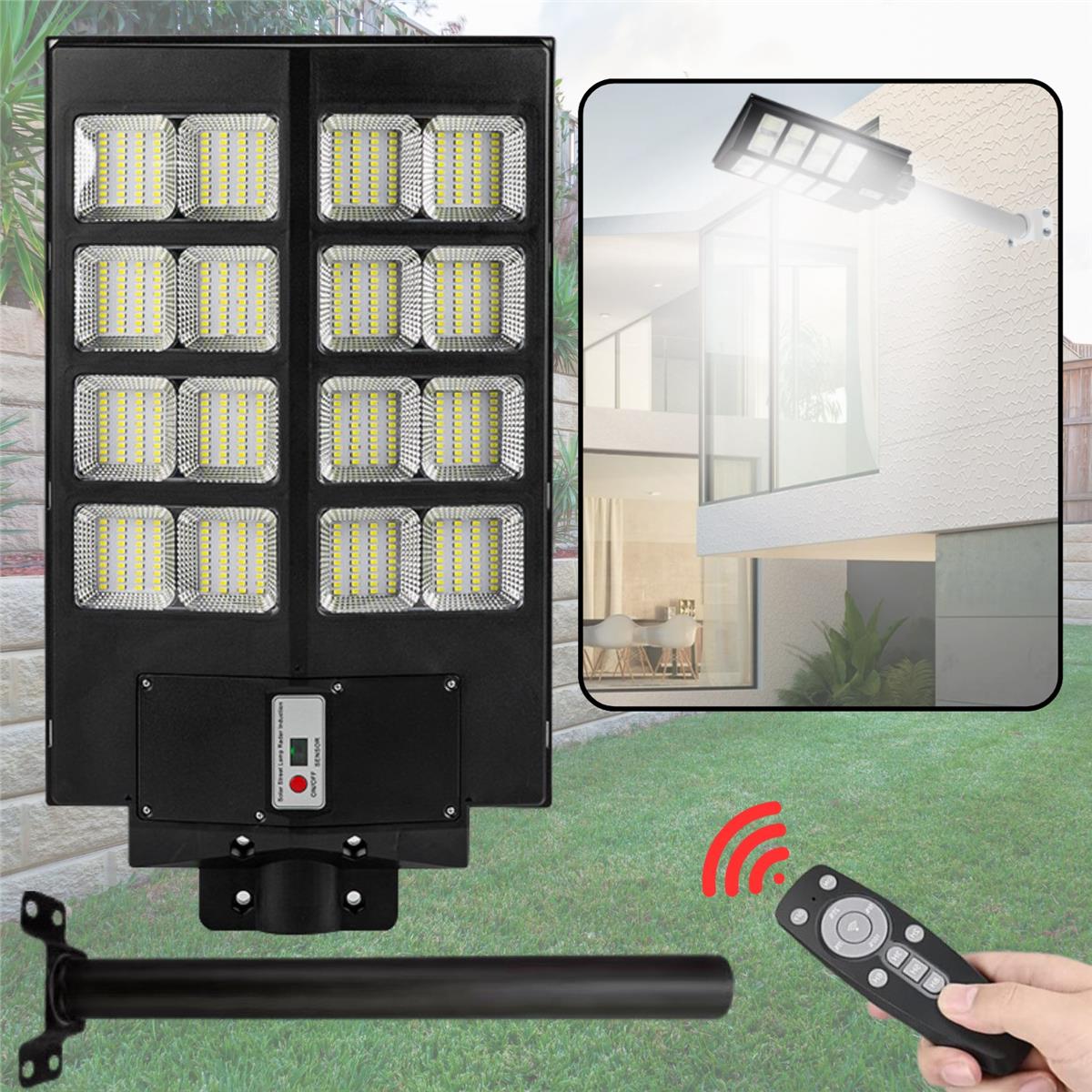 Solar Güneş Enerjili 800W Kumandalı Hareket Sensörlü 640 Led Bahçe Sokak Aydınlatma Lambası 6V/25W