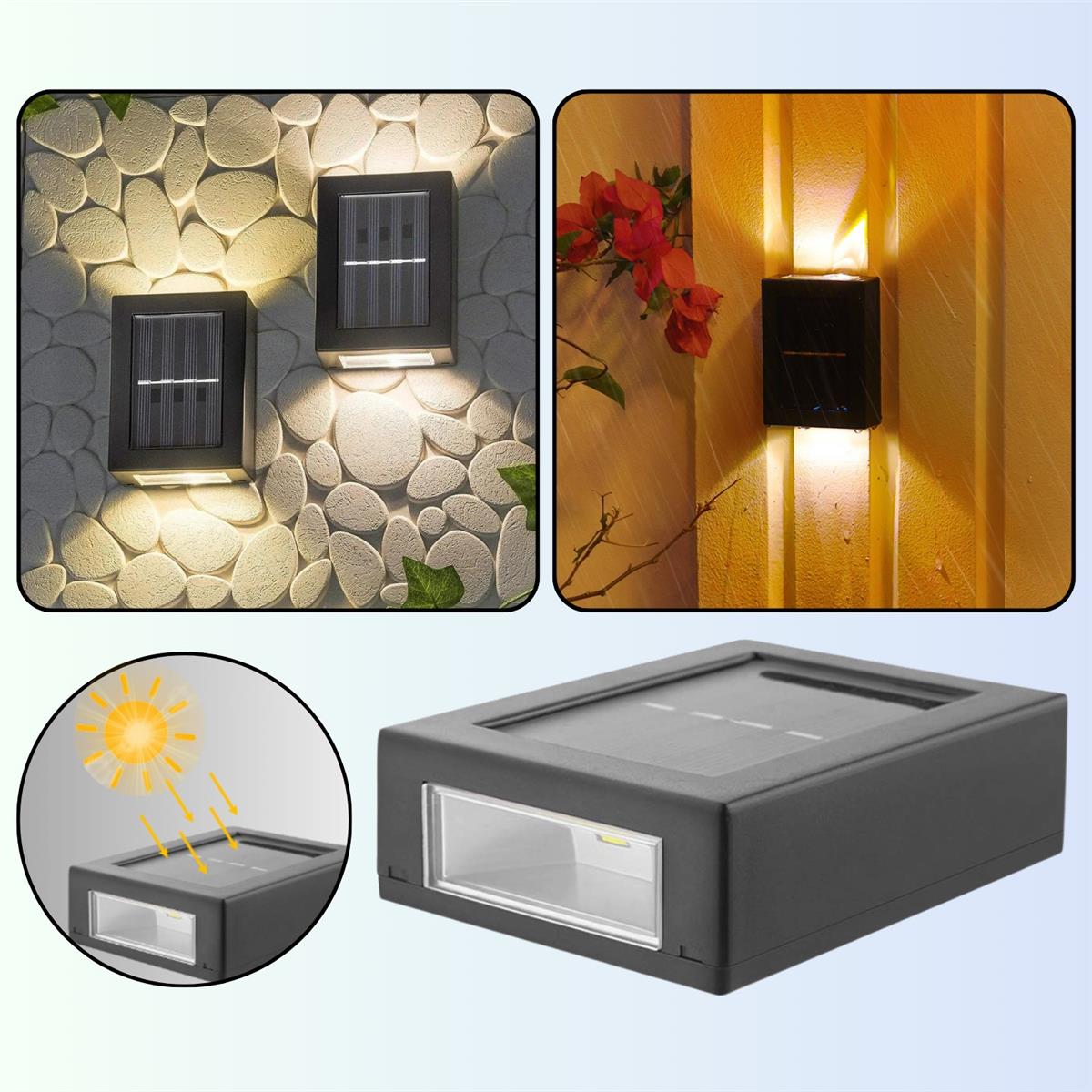 Solar Güneş Enerjili Çift Taraflı Dekoratif LED Aplik Bahçe Duvar Veranda Merdiven Aydınlatma Lambası