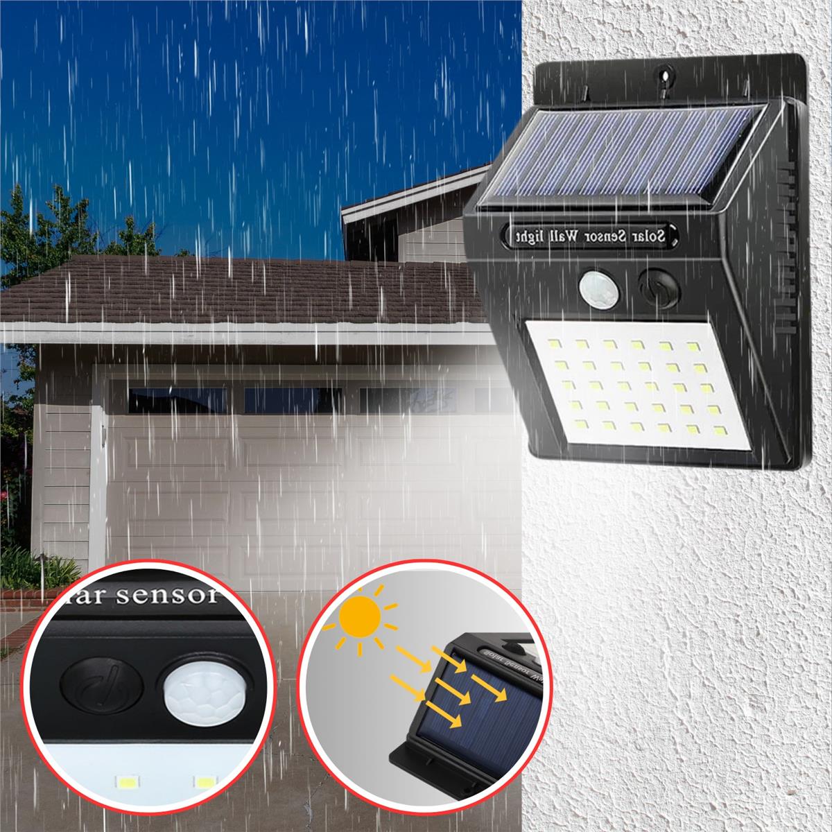 Solar Güneş Enerjili LED Bahçe Lambası: Su Geçirmez Hareket Sensörlü Merdiven, Veranda, Bahçe ve Dış Mekanlar İçin 