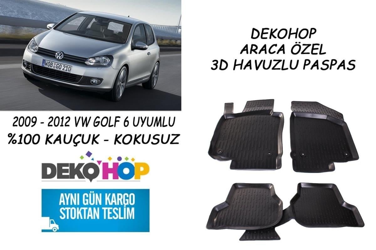 VW GOLF VI GOLF 6 3D Havuzlu Araca Özel Kauçuk Oto Paspas 2009-2012 ARASI